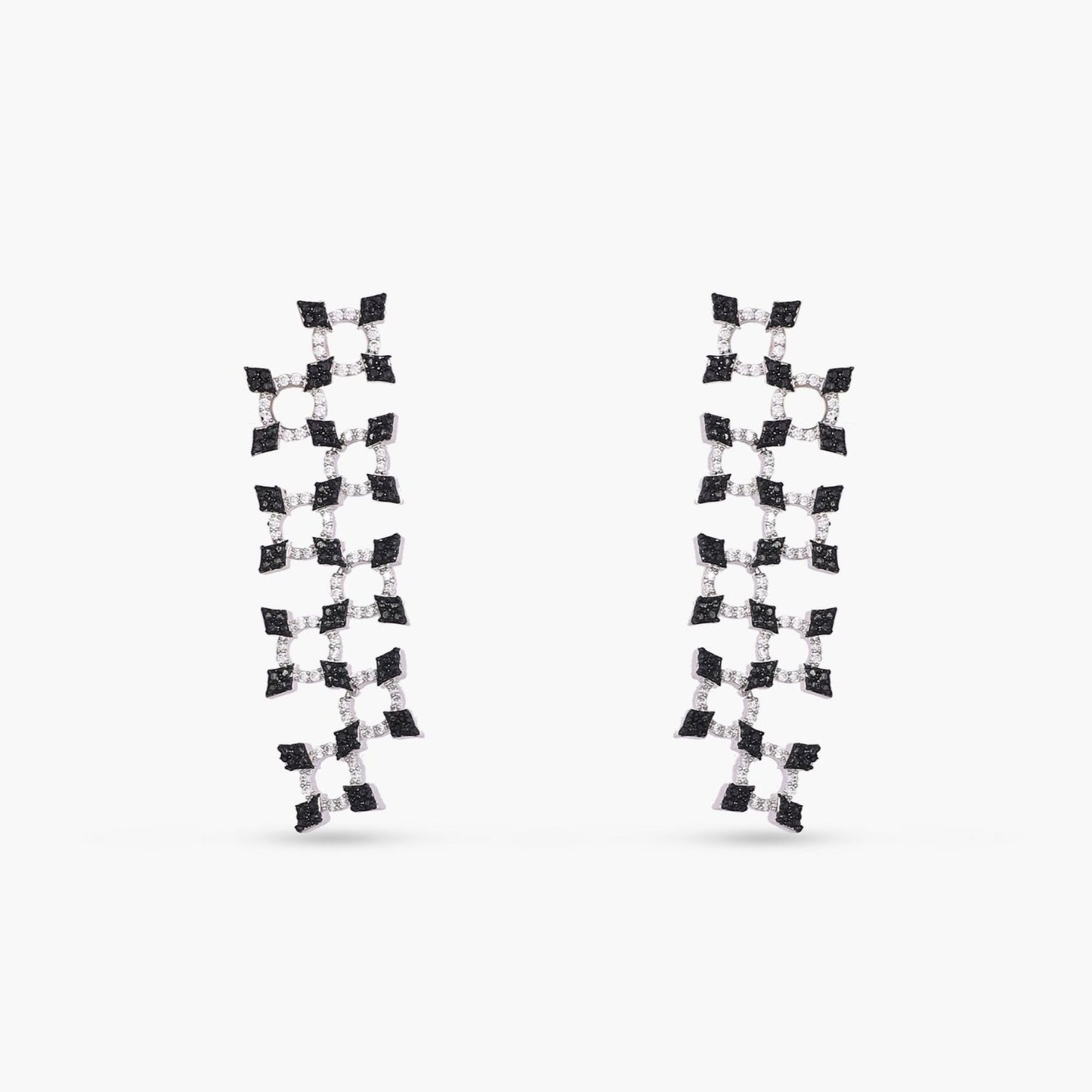 Monochrome play Trinket CZ Silver Drop Earrings