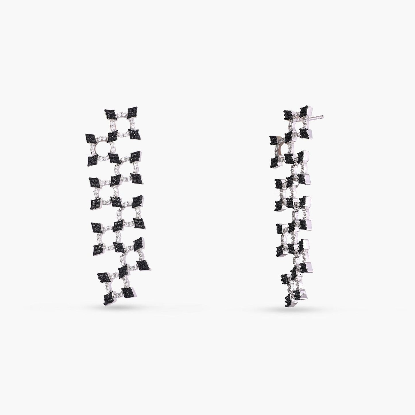 Monochrome play Trinket CZ Silver Drop Earrings