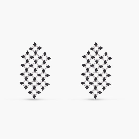 Monochrome Play Statement Silver Drop Earrings