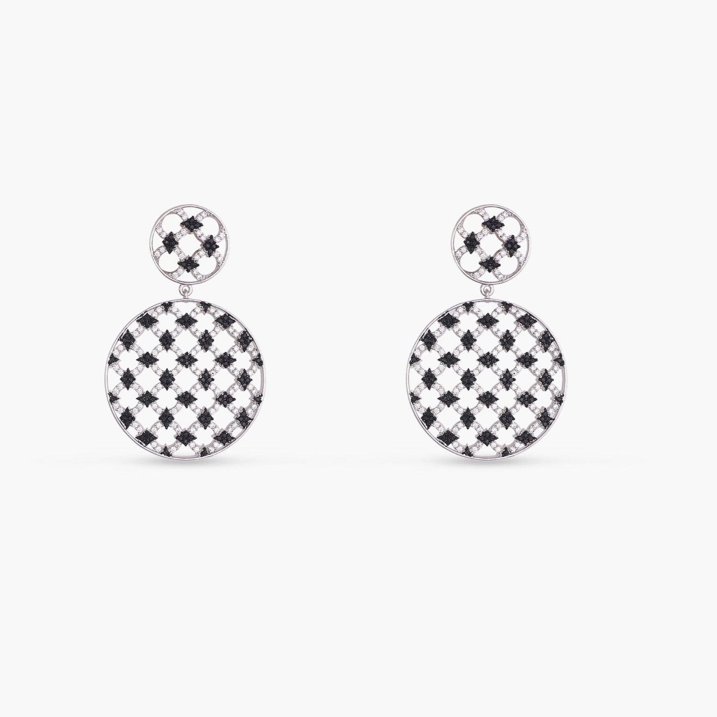 Monochrome Play Round CZ Silver Drop Earrings