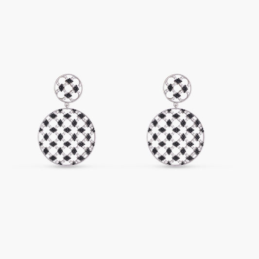 Monochrome Play Round CZ Silver Drop Earrings