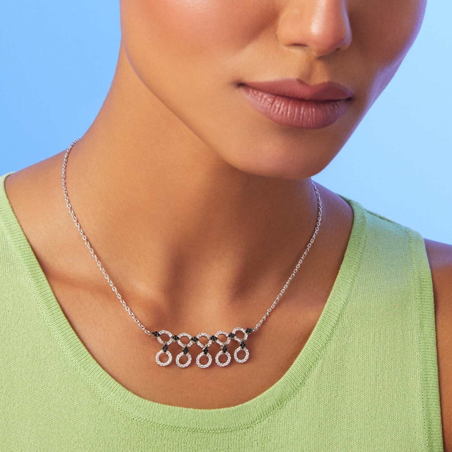 Monochrome Play Delicate CZ Silver Necklace
