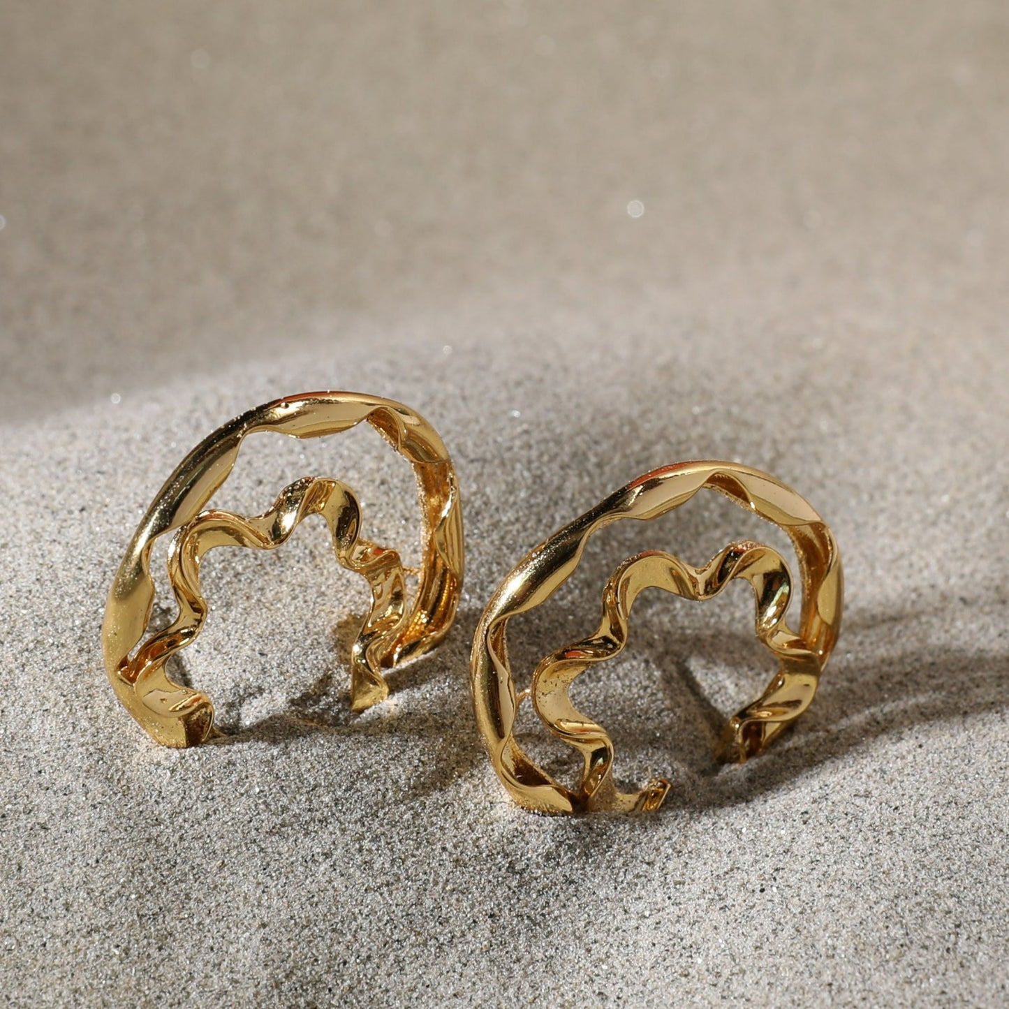 Sandscape Wave Silver Hoop Earrings