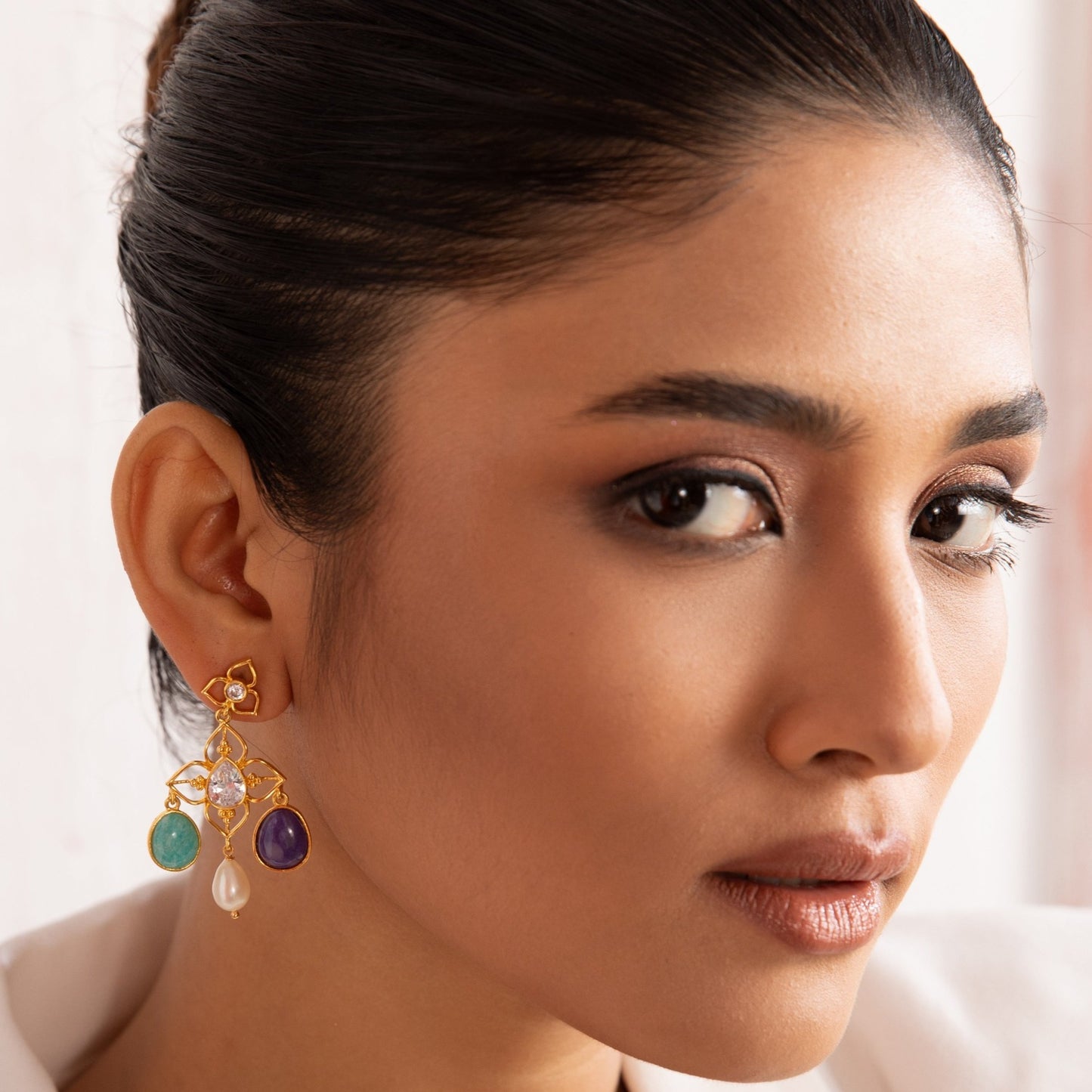 Moroccan Blue Floral Silver Earrings