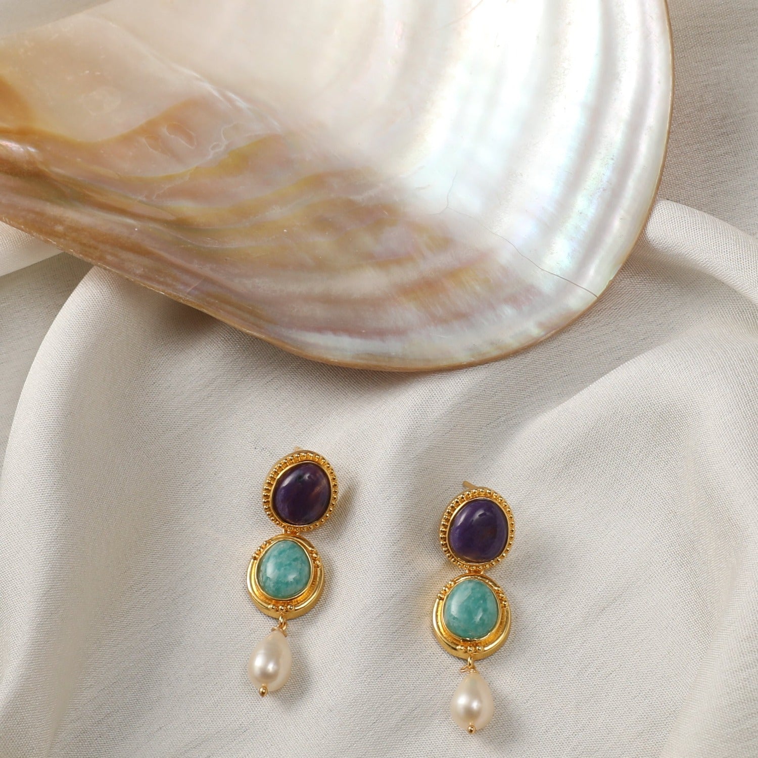 Moroccan Blue Simple Drop Silver Earrings
