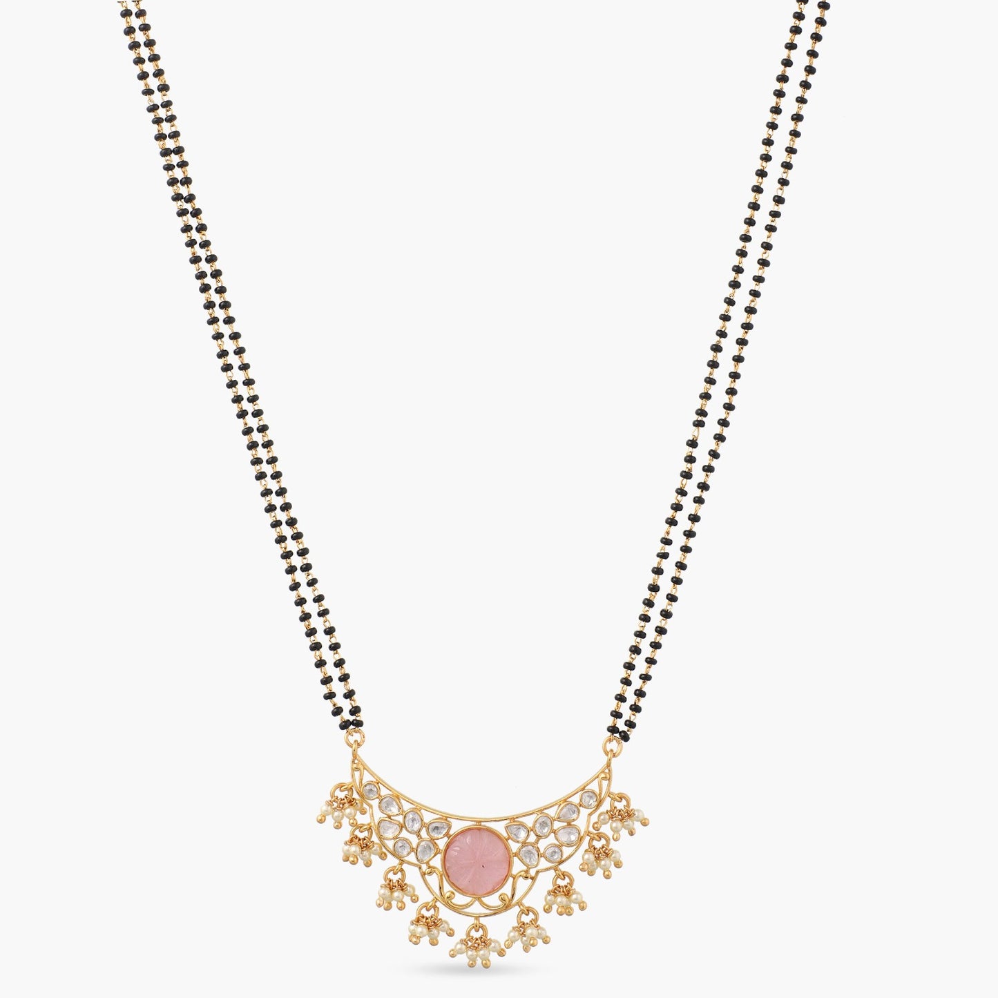 Brilliance Carved MOISSANITE SILVER MANGALSUTRA NECKLACE