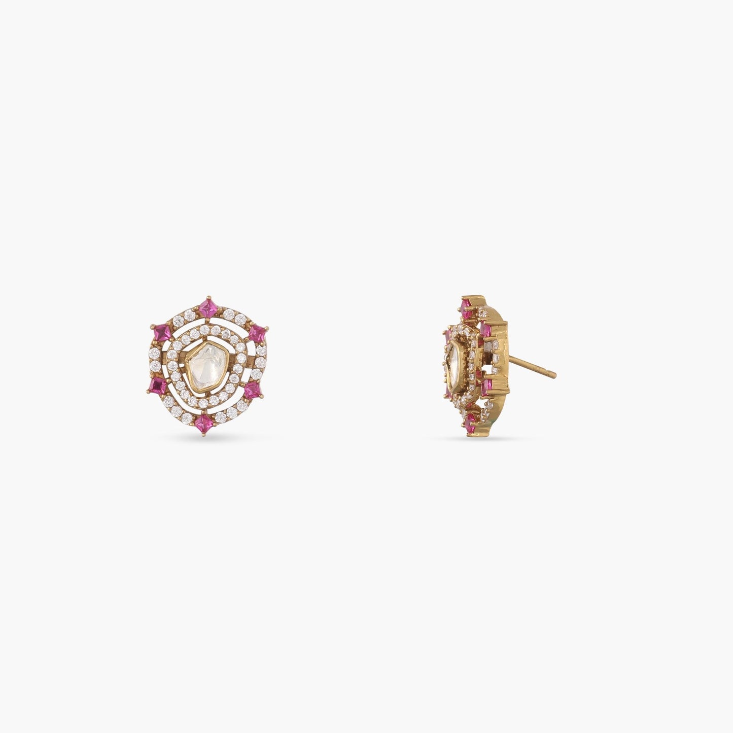 Round Asymmetric Moissanite Silver Earrings