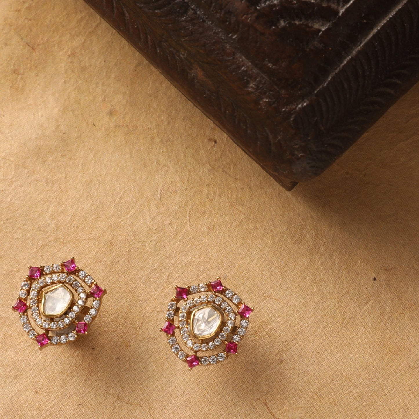 Round Asymmetric Moissanite Silver Earrings