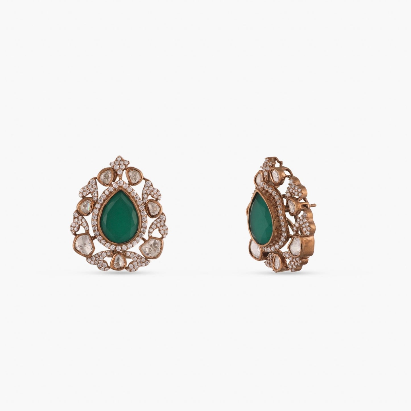 Brillant Emerald Silver Stud Earrings