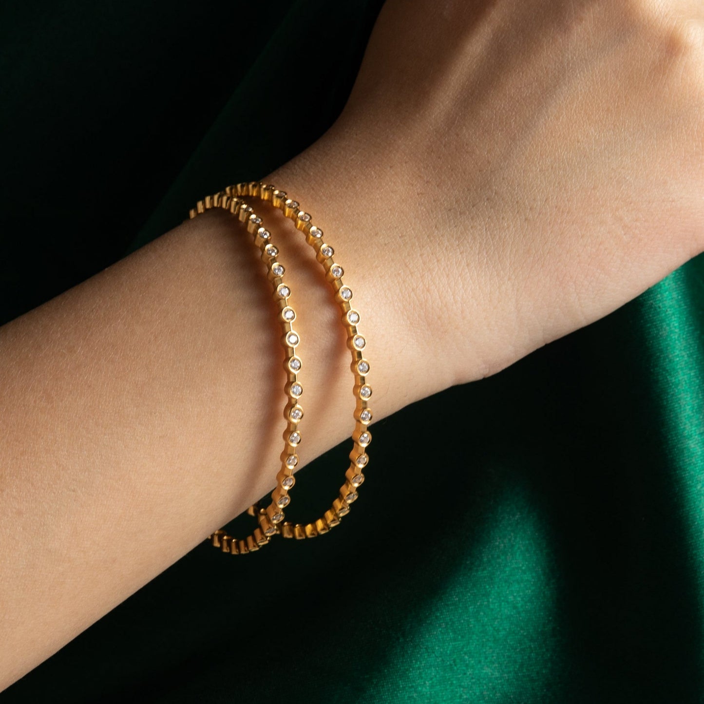 Ishya Sparkling CZ Silver Bangles