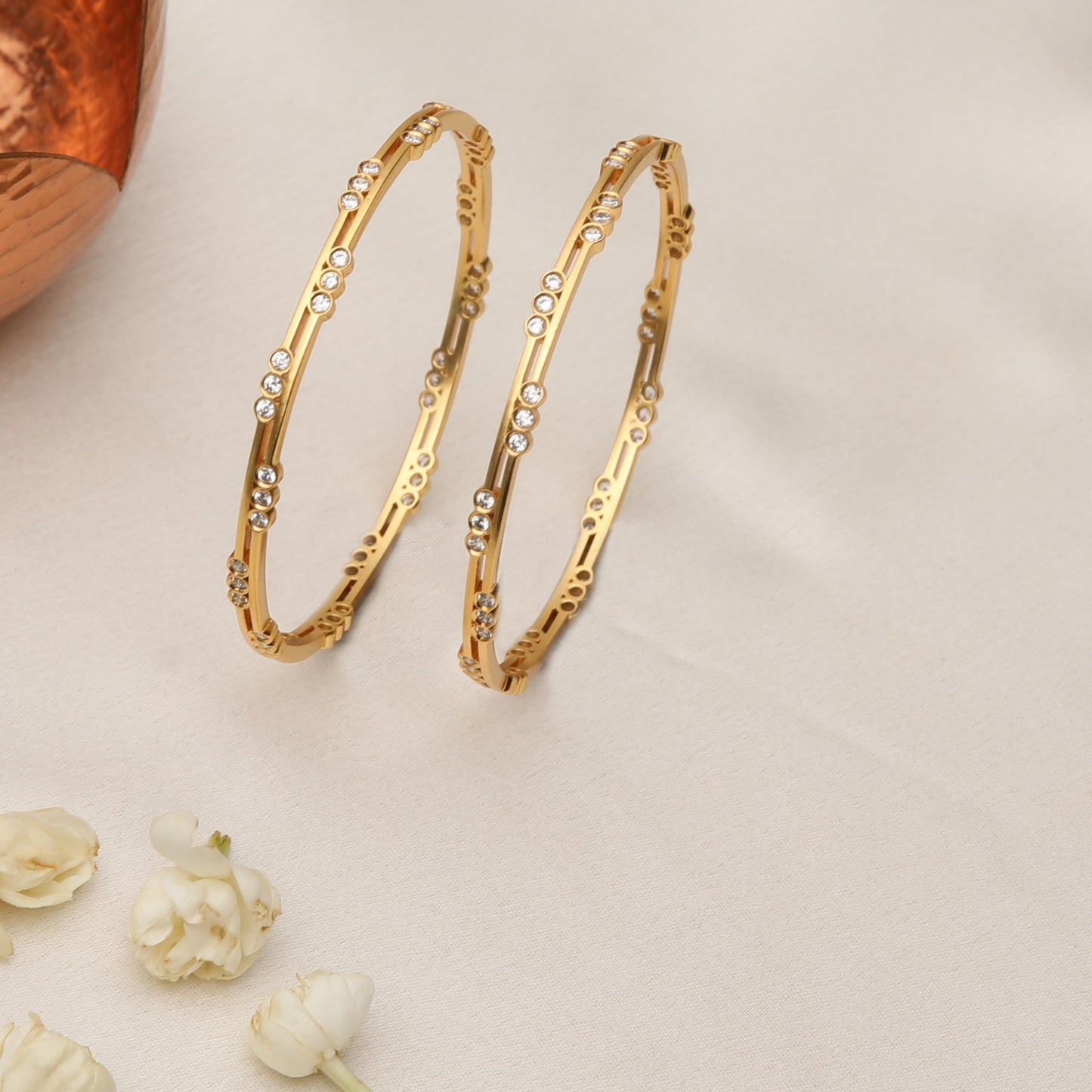Rhea CZ Silver Bangle