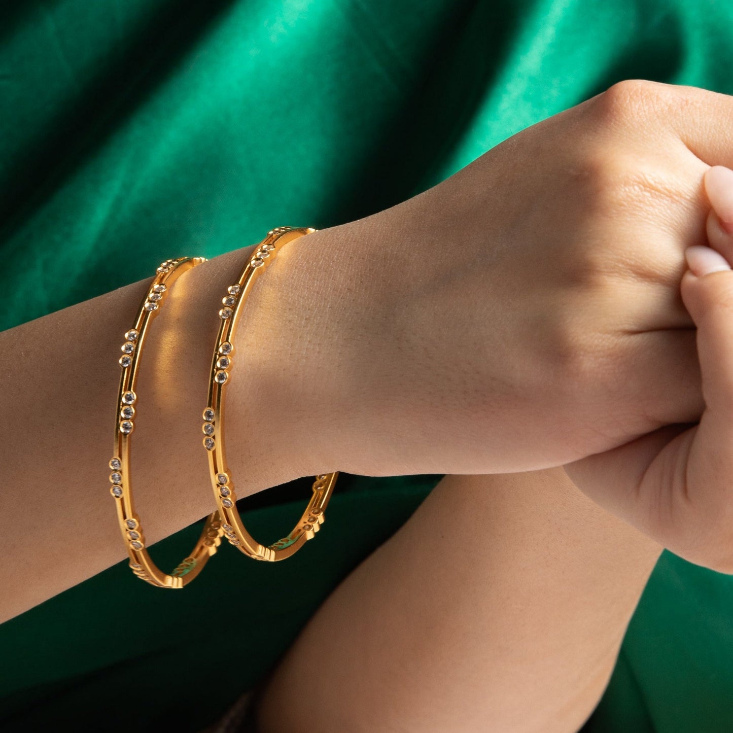 Rhea CZ Silver Bangle