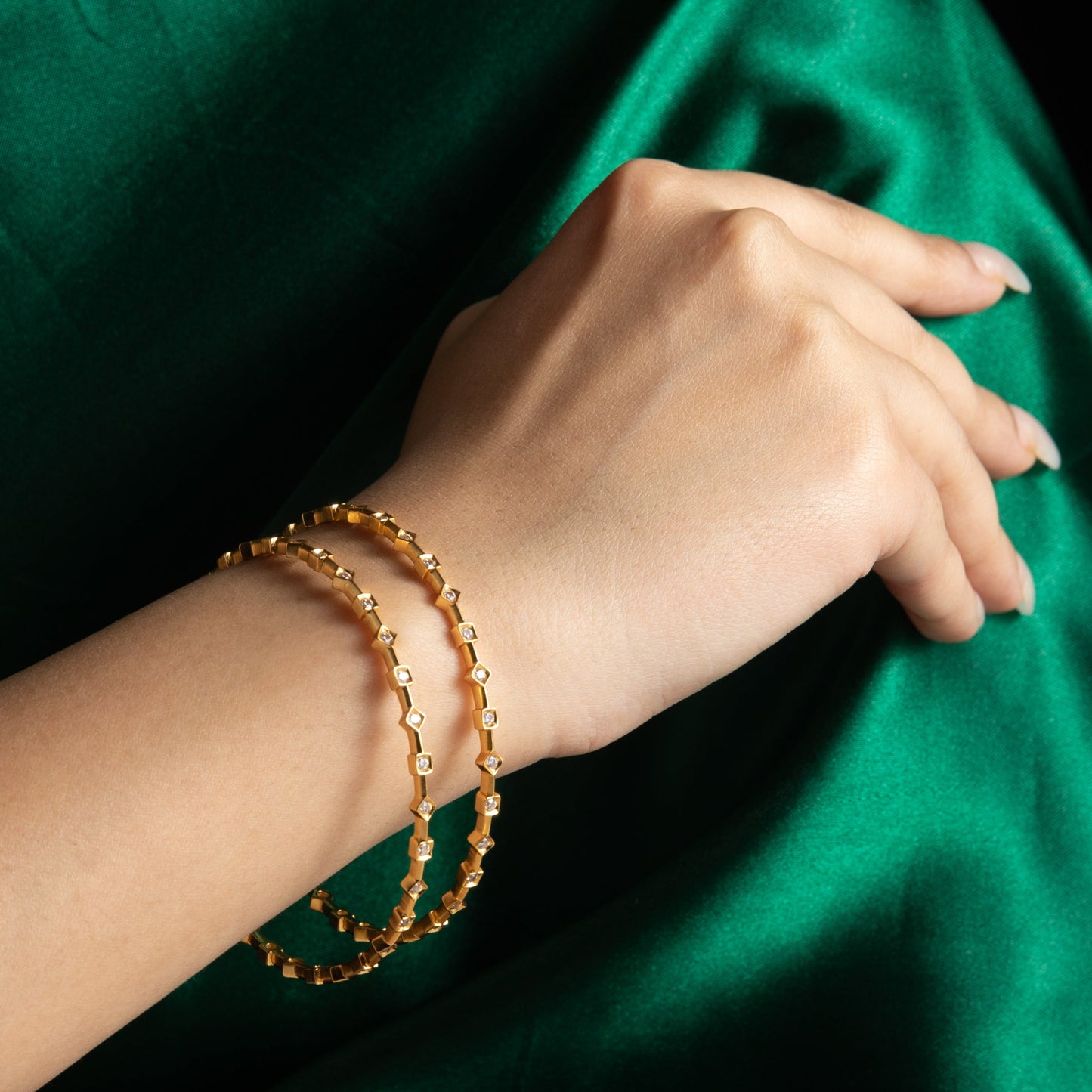 Anaya CZ Silver Bangles