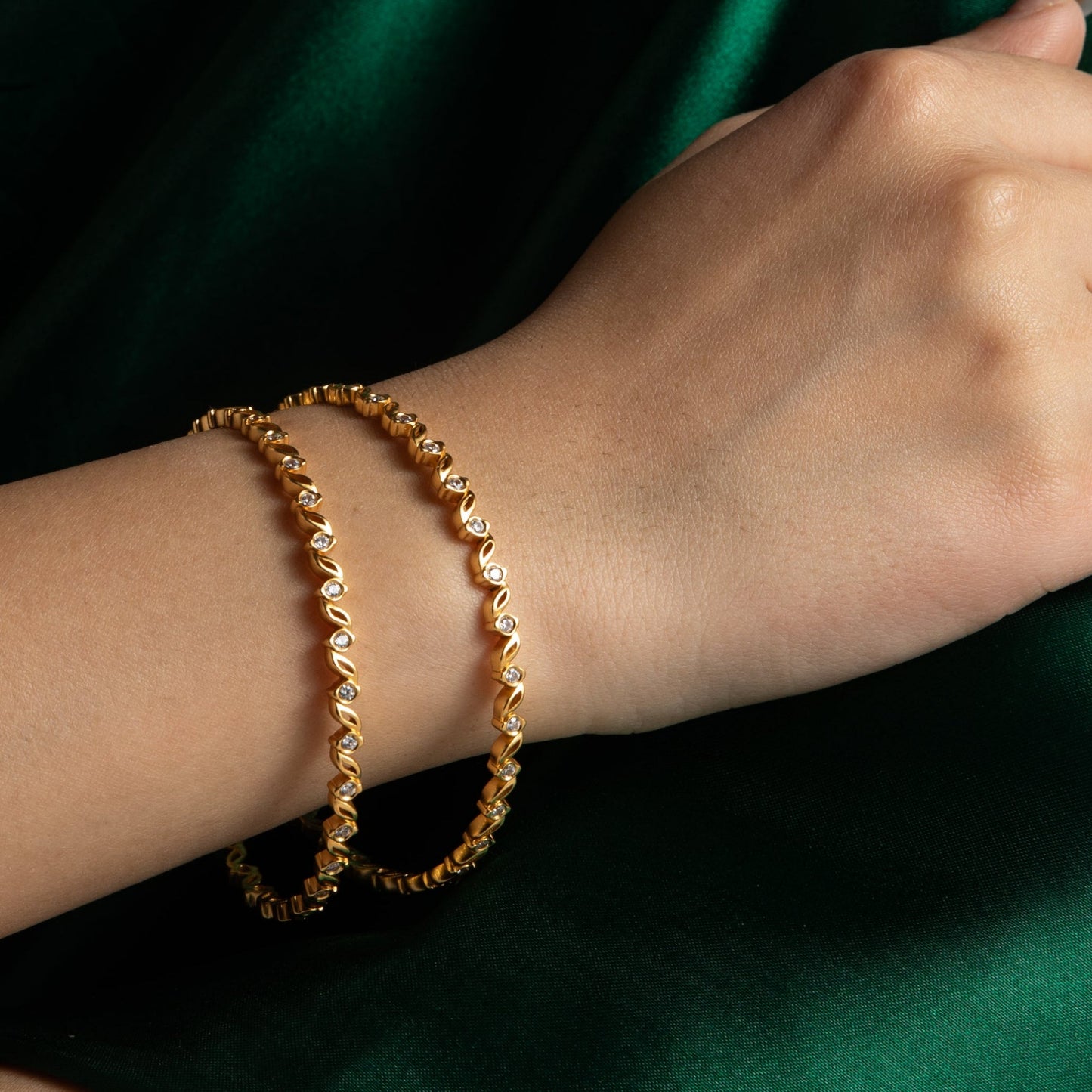 Ziya CZ Silver Bangles