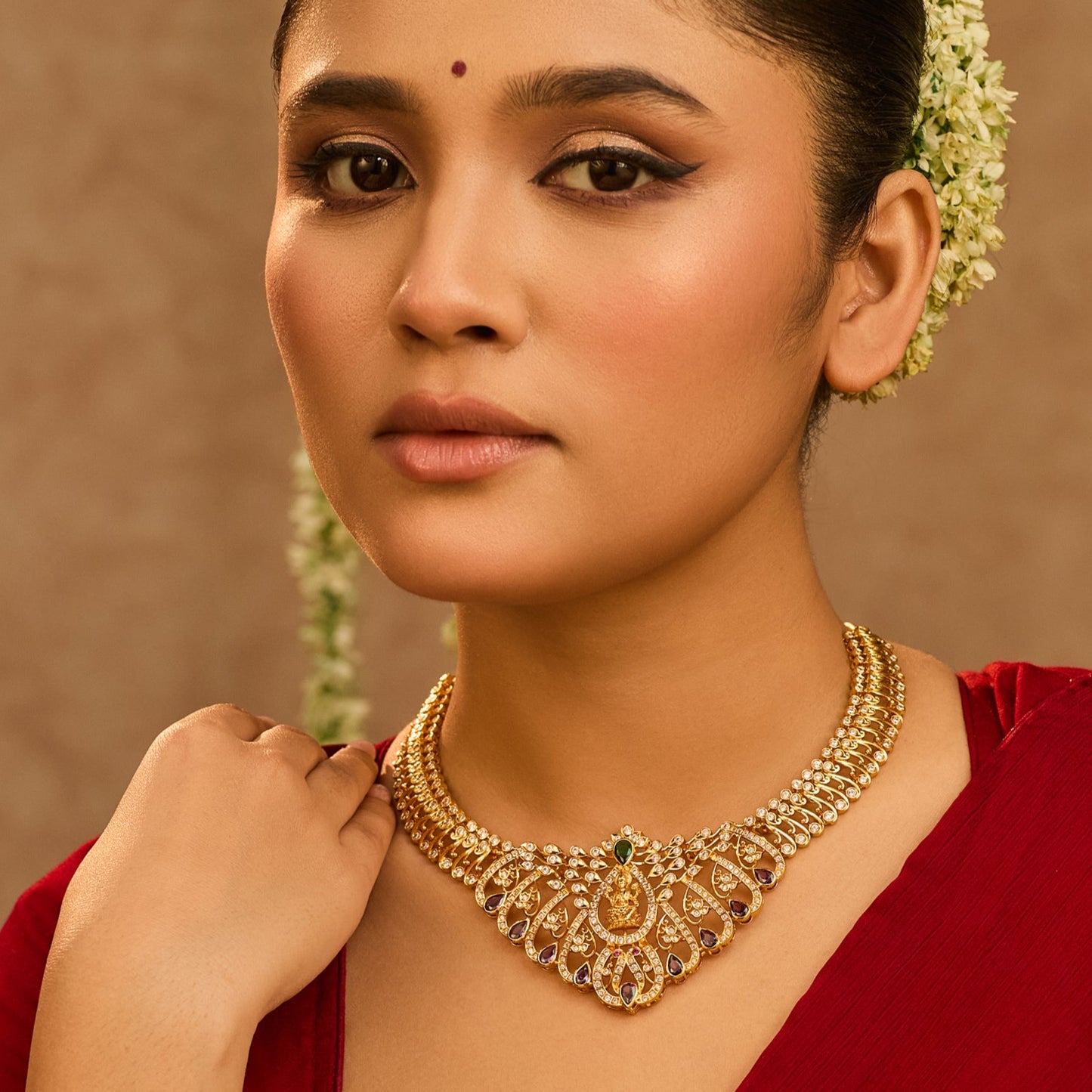 Samira Lakshmi CZ Silver Necklace