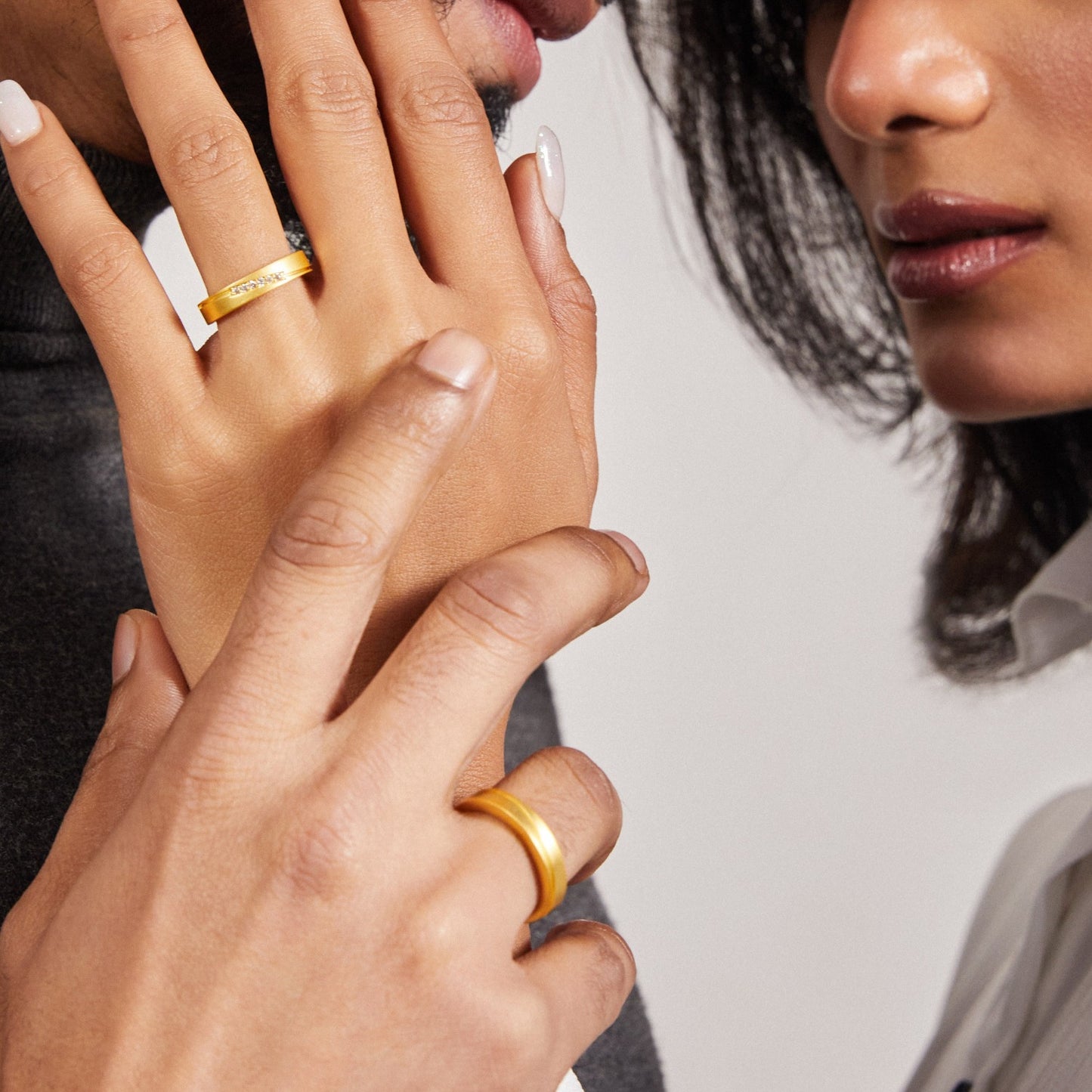 Blissful Bond CZ Silver Couple Rings