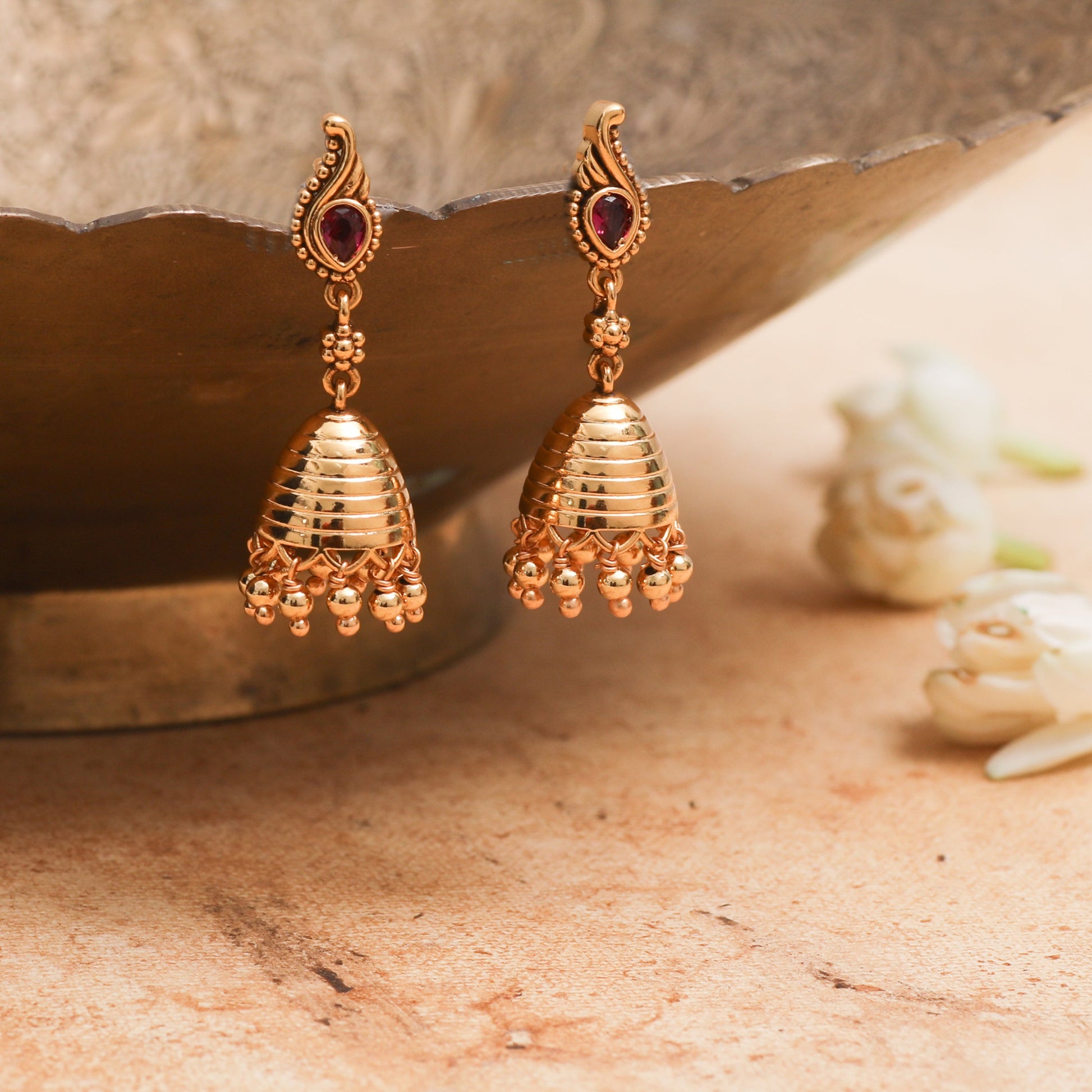 Diya Antique Silver Jhumka Earrings