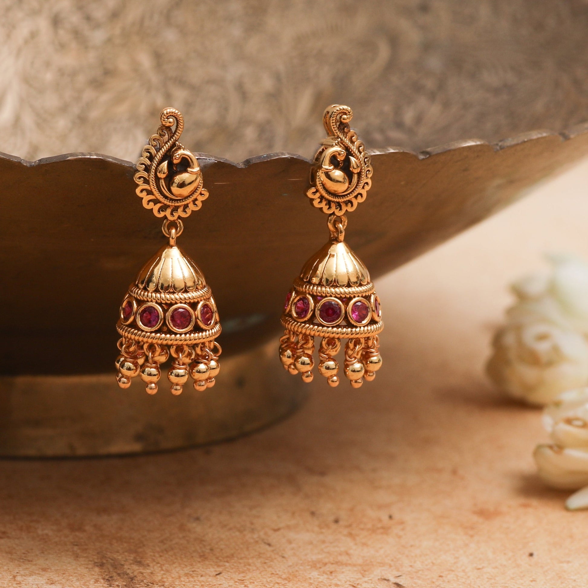 Navil Traditional Silver Jhumka Earrings