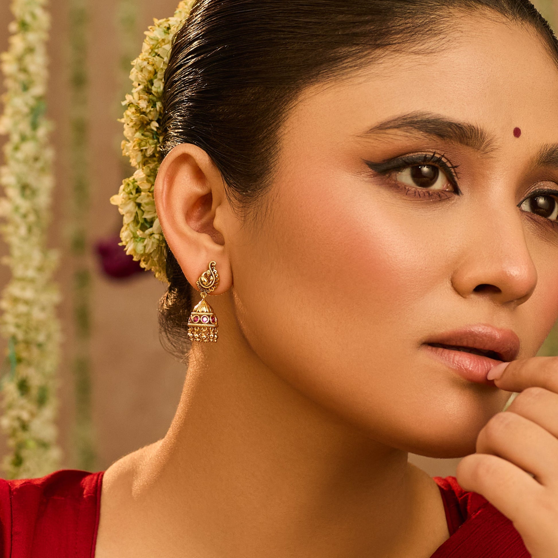 Navil Traditional Silver Jhumka Earrings