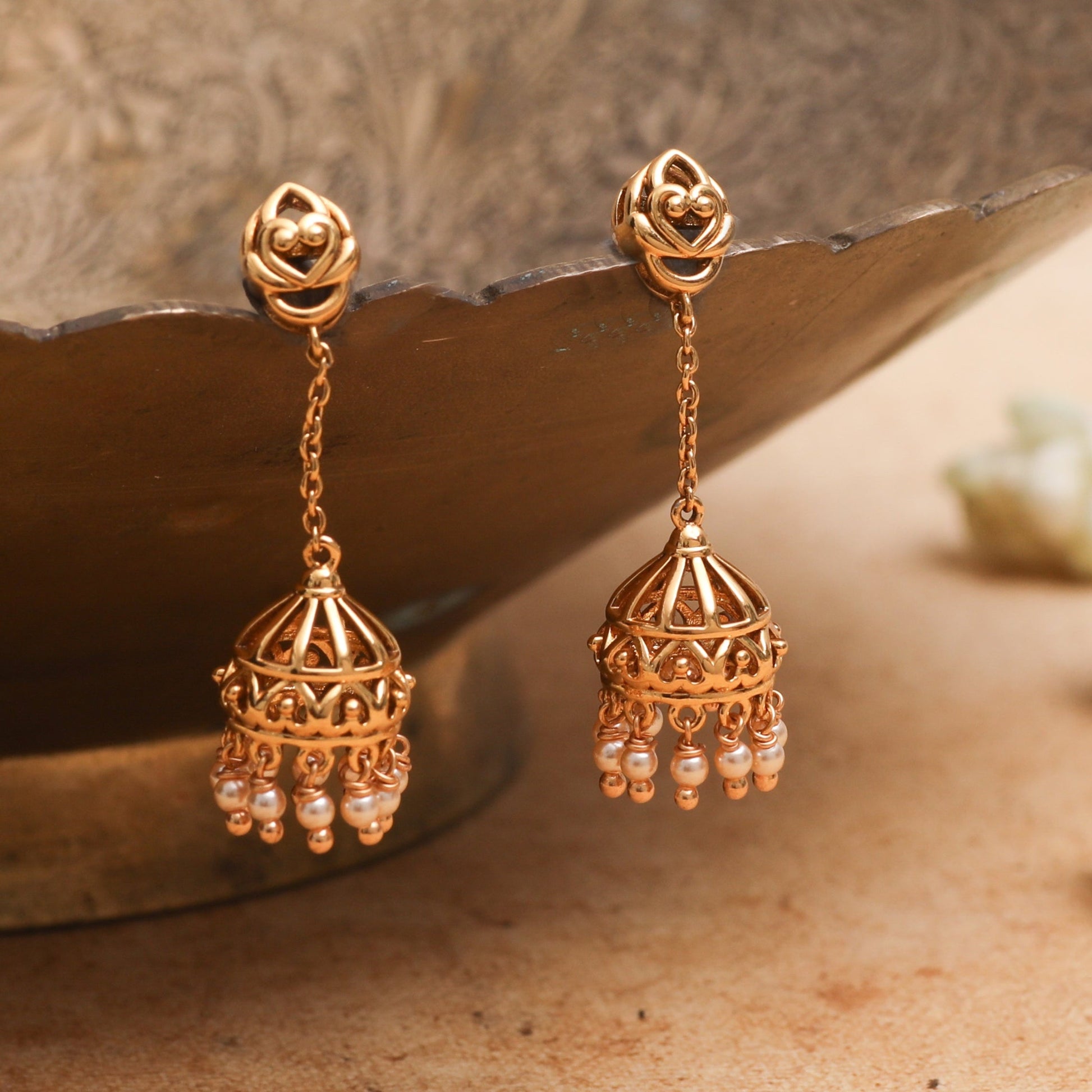 Meher Antique Jhumka Silver Earrings