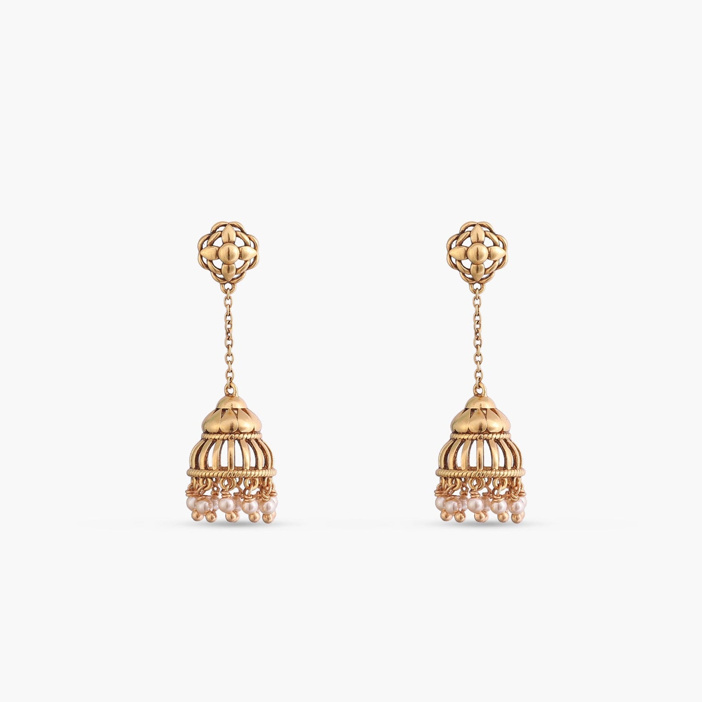 Basra Antique Jhumka Silver Earrings