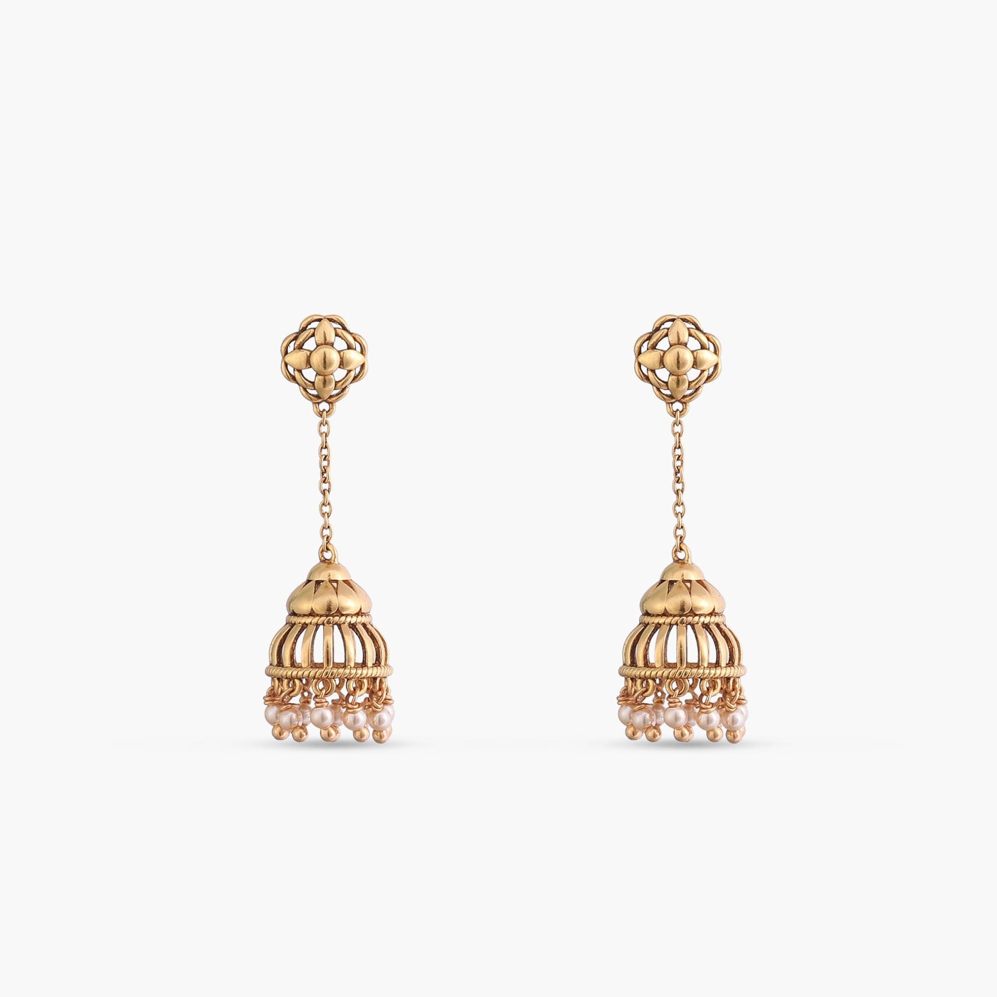 Basra Antique Jhumka Silver Earrings