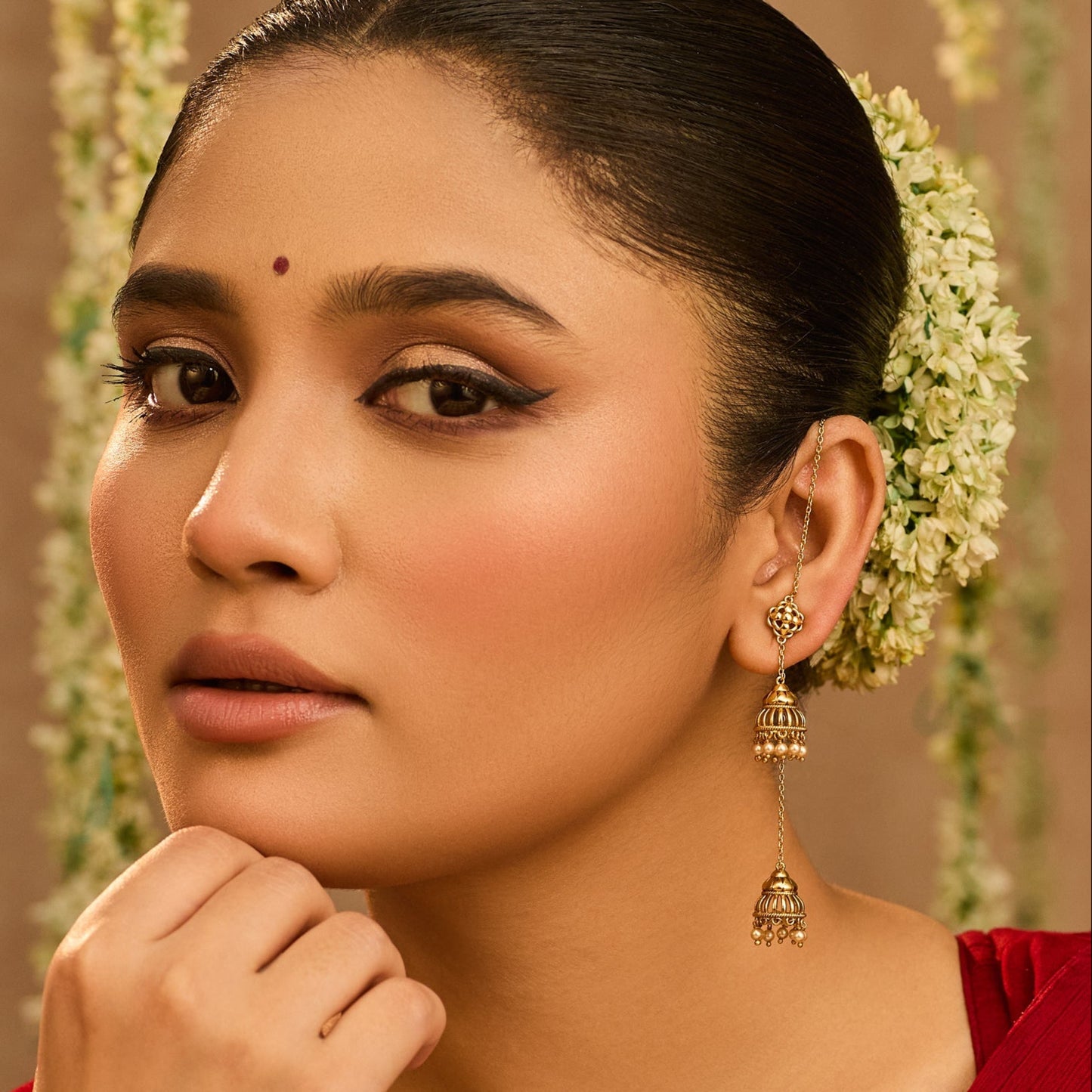 Arpita Antique Threader Silver Jhumka Earrings