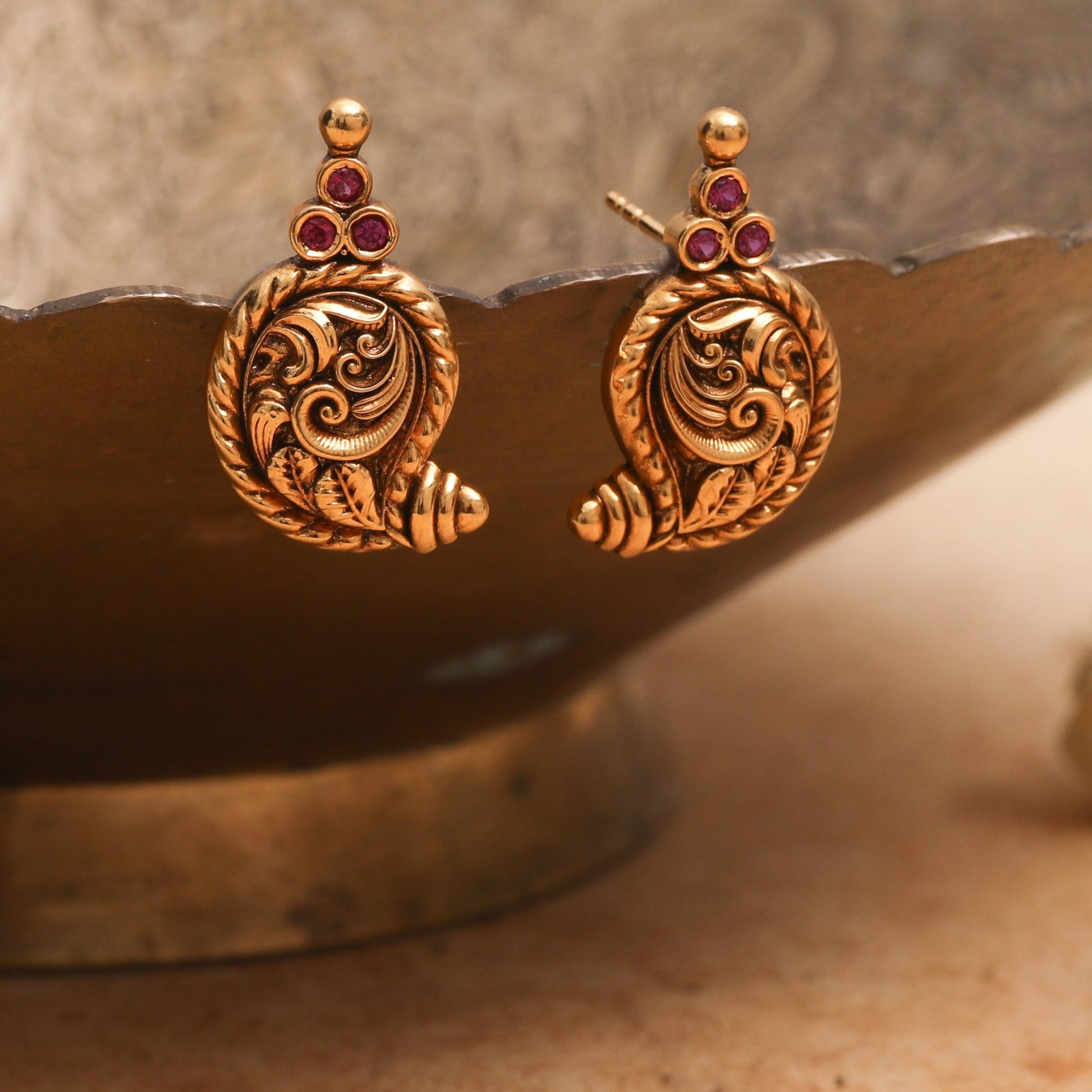 Charvi Mango Antique Silver Stud Earrings