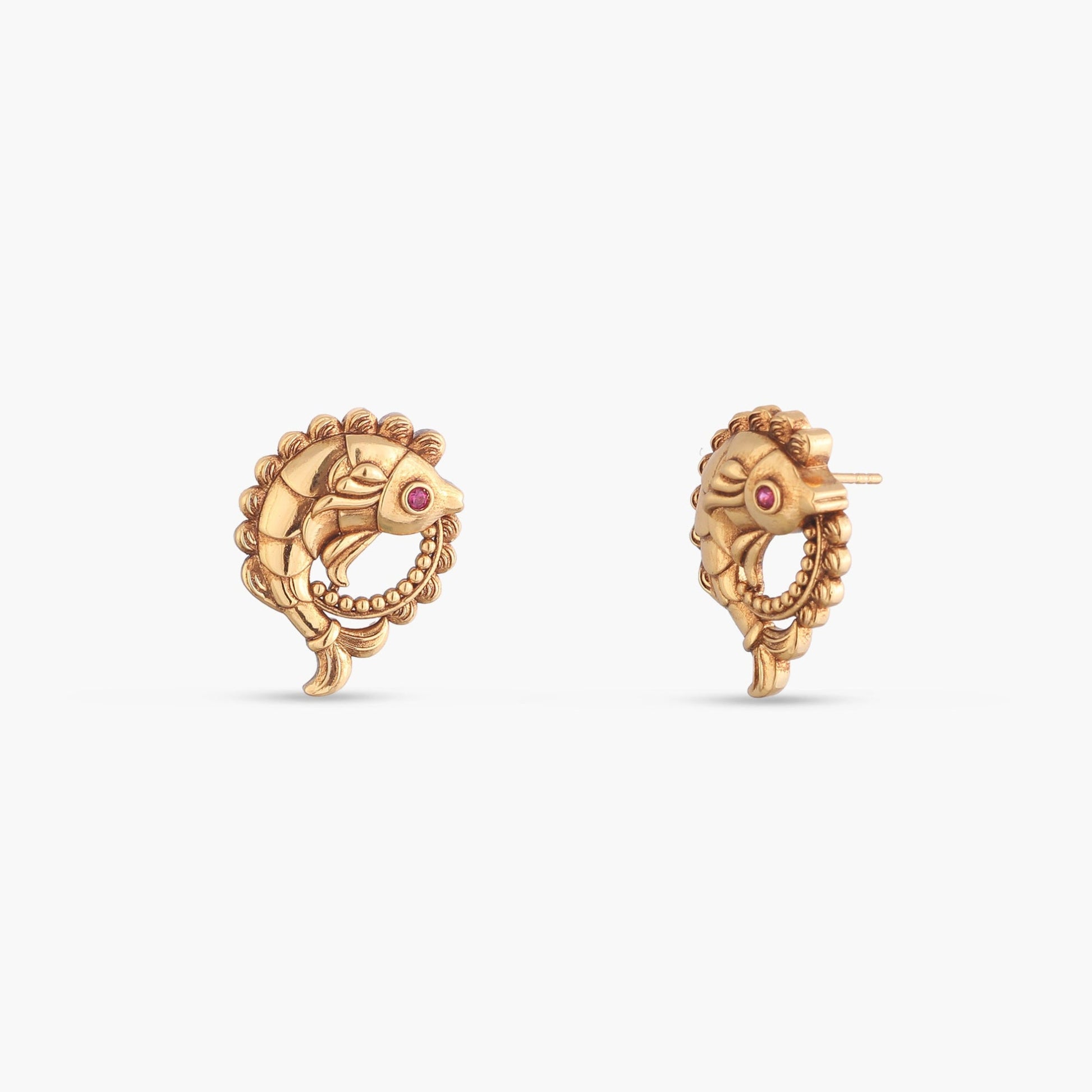 Snigdha Matsya Antique Silver Stud Earrings