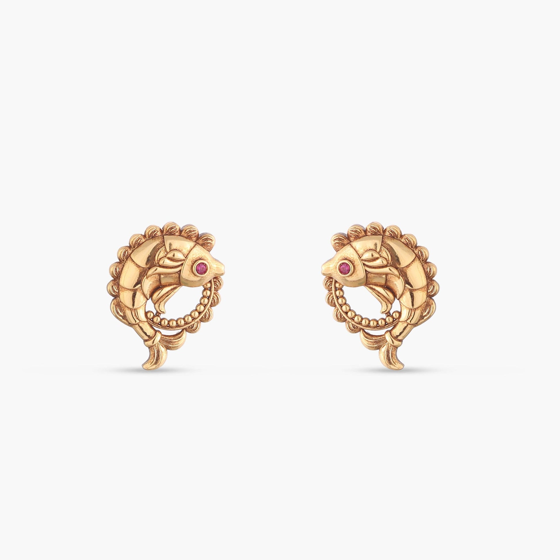Snigdha Matsya Antique Silver Stud Earrings