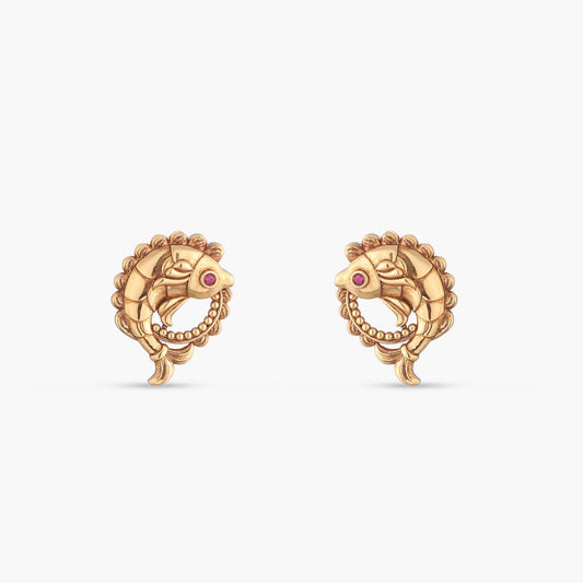 Snigdha Matsya Antique Silver Stud Earrings