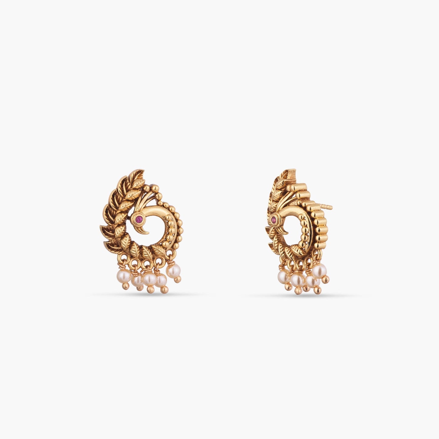 Mayil Antique Silver Stud Earrings