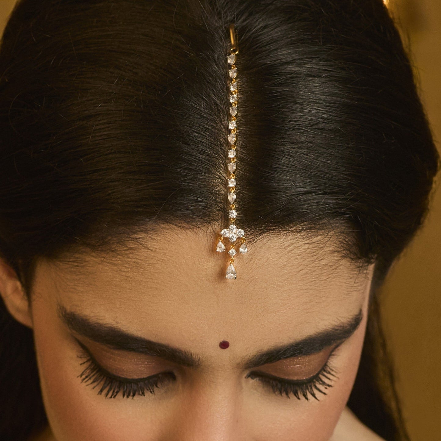 Ishya CZ Drop Silver Maang Tikka