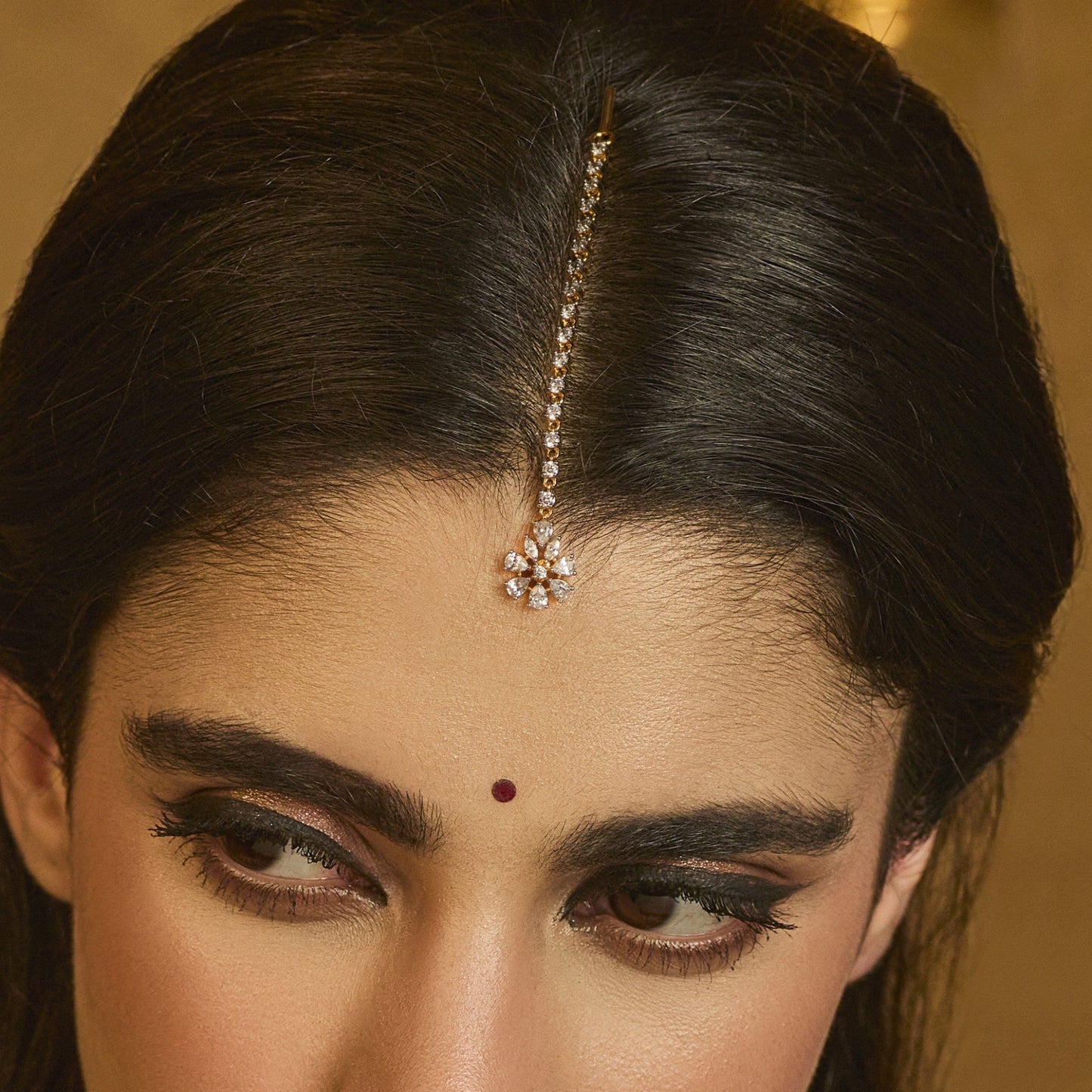 Nivara Floral CZ Silver Maang Tikka