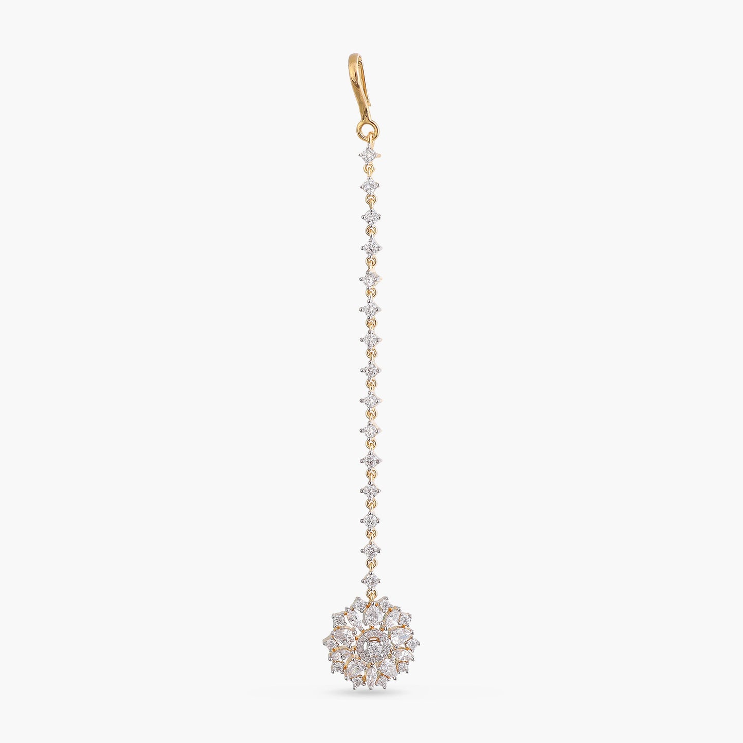 Elina Flora Motif CZ Silver Maang Tikka