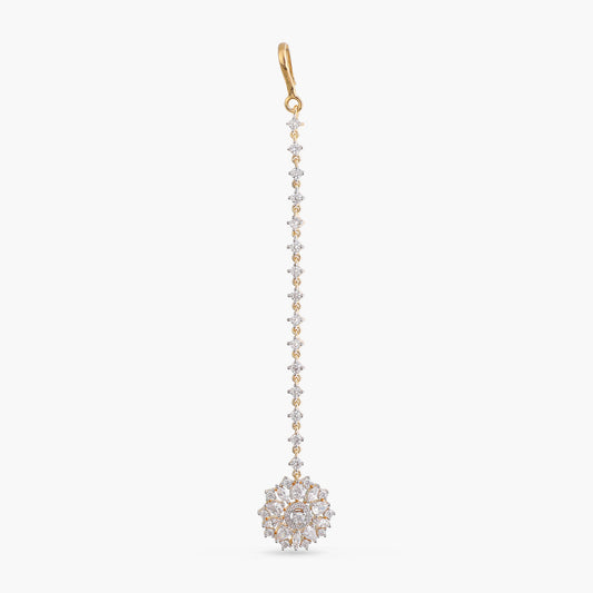 Elina Flora Motif CZ Silver Maang Tikka