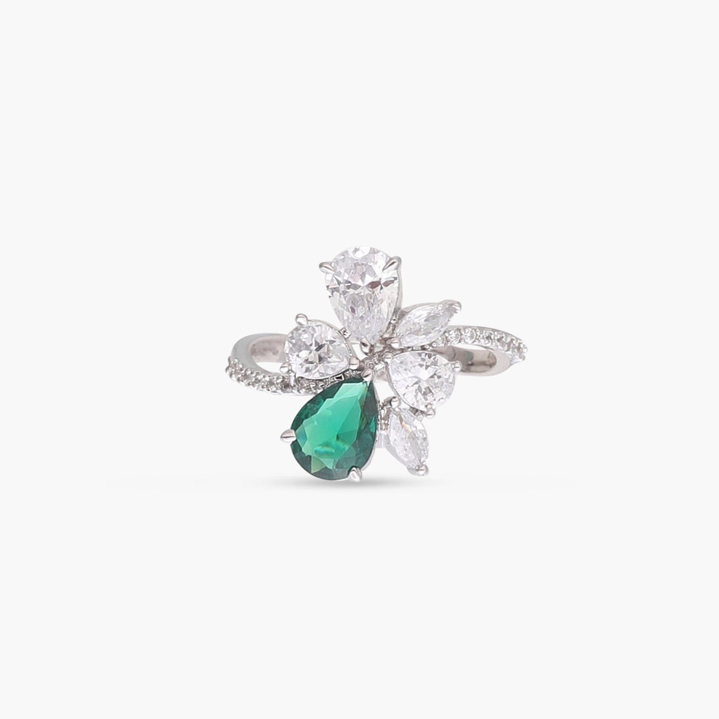 Orya Floral CZ Silver Ring
