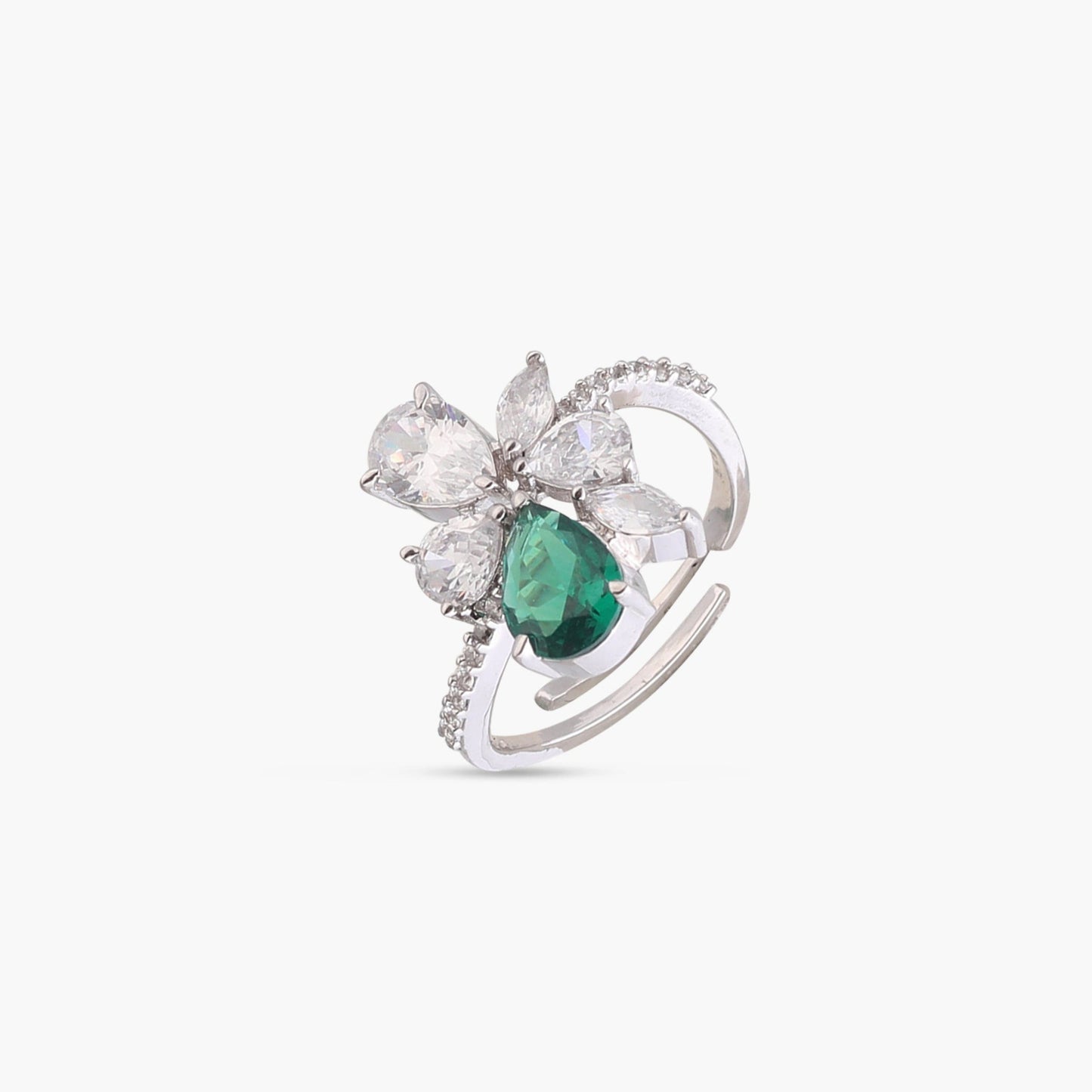 Orya Floral CZ Silver Ring