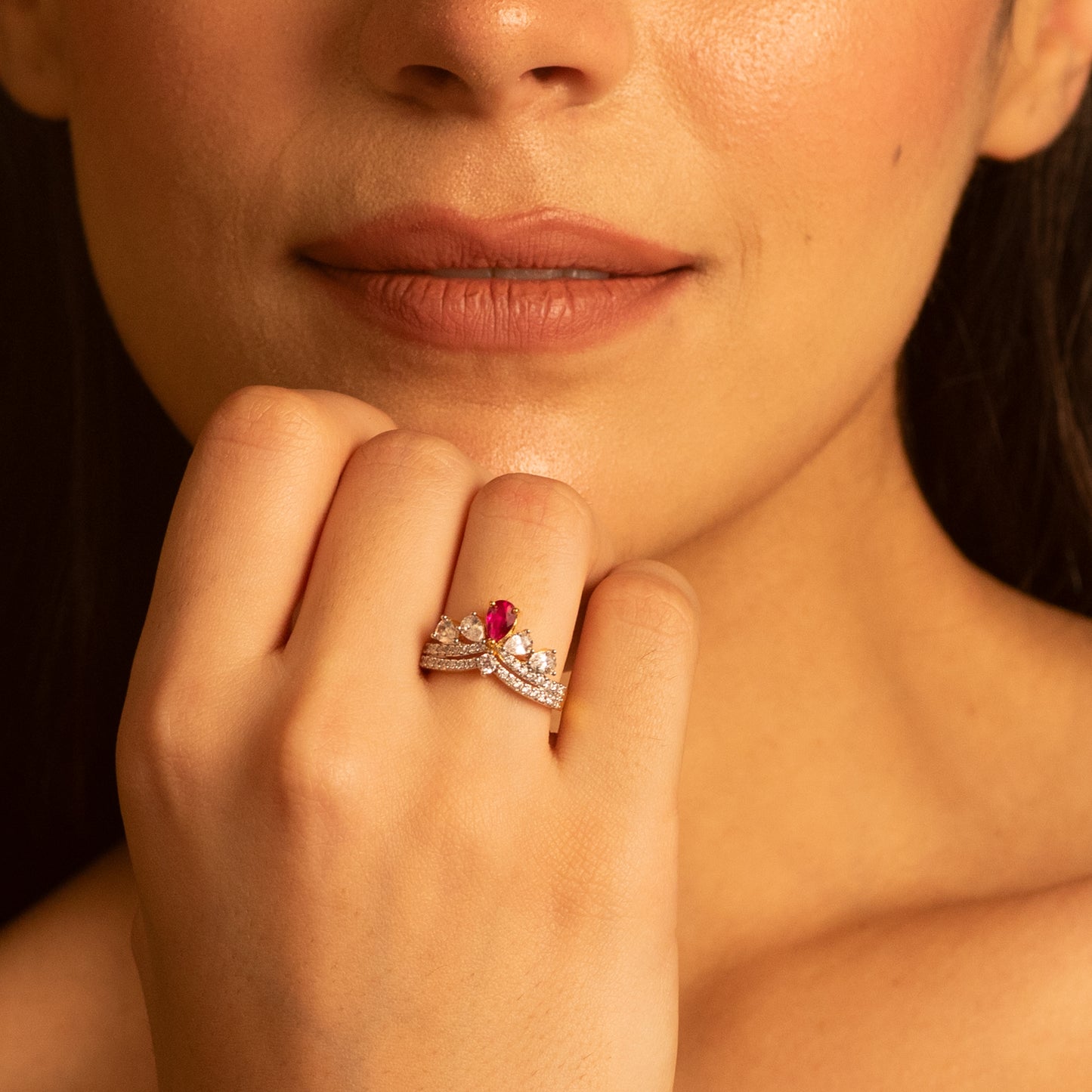 Amira Crown CZ Silver Ring