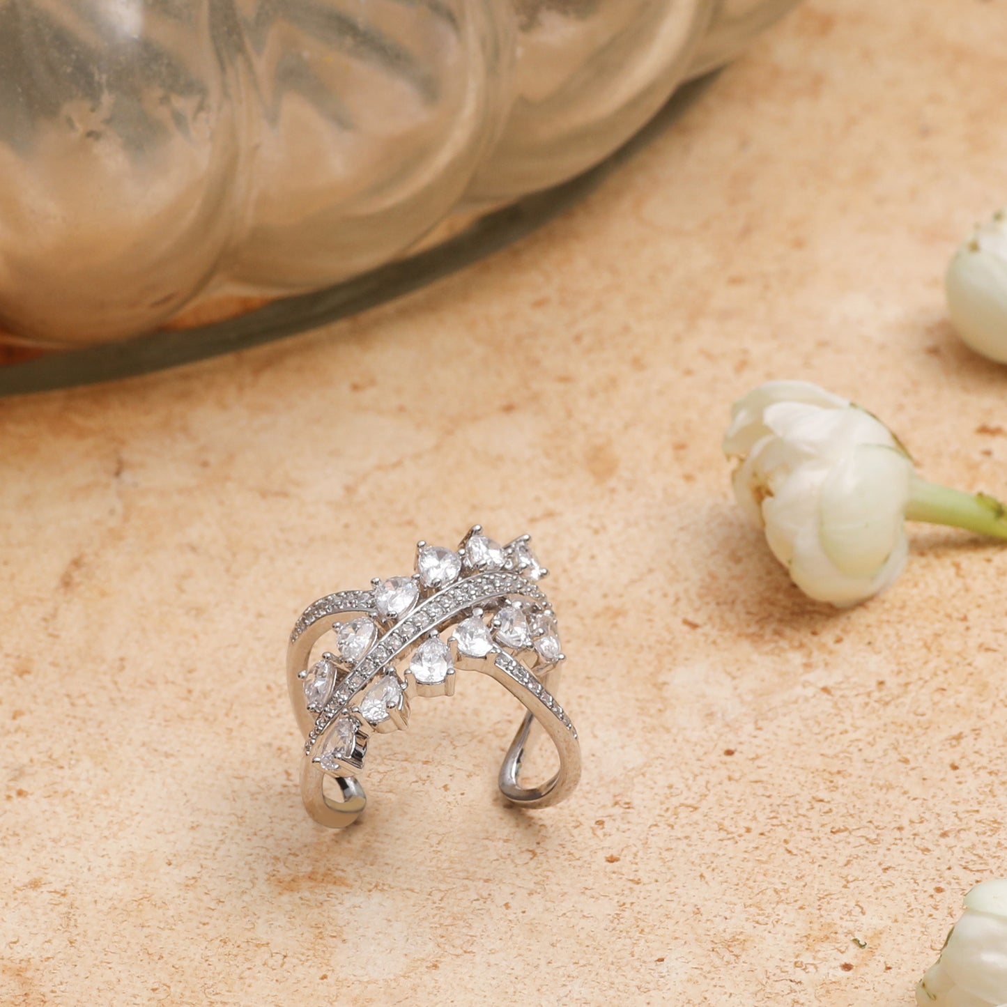 Myra CZ Cocktail Silver Ring