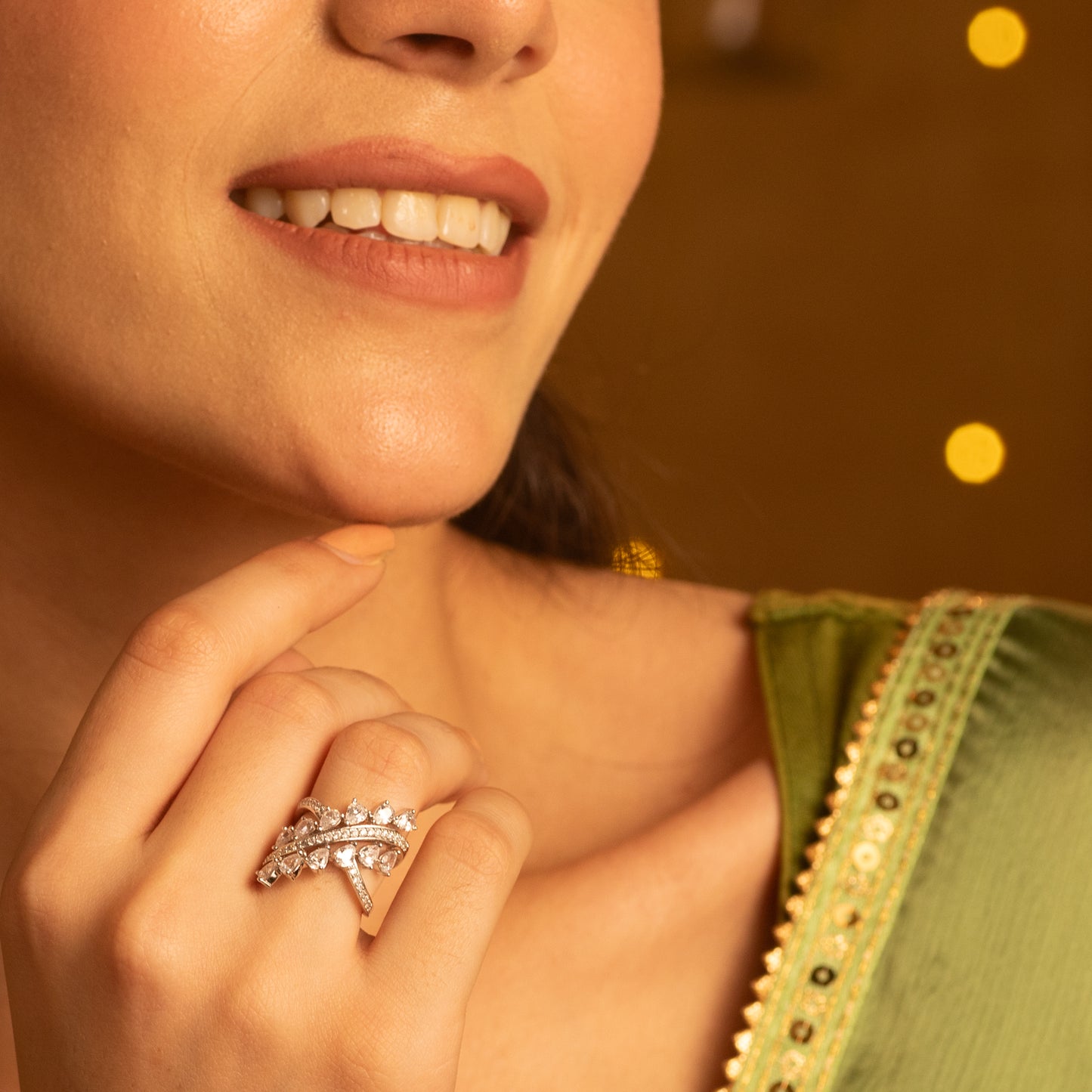 Myra CZ Cocktail Silver Ring