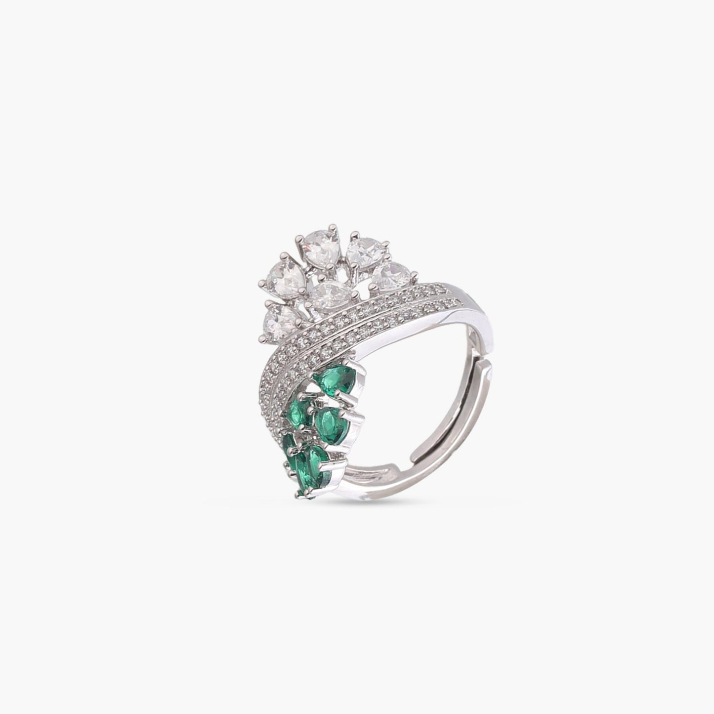 Kiara CZ Cocktail Silver Ring