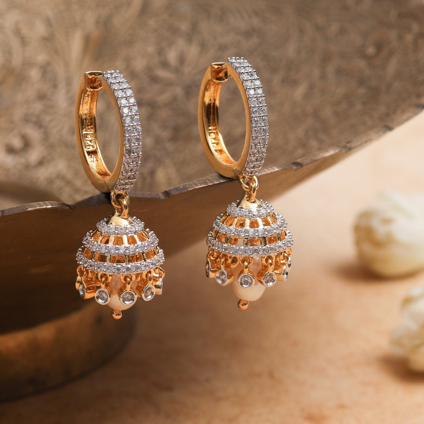 Antara CZ Silver Jhumkas