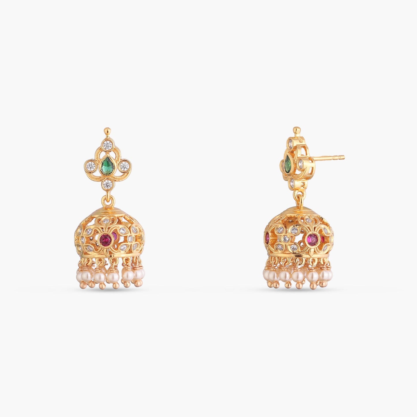 Tanira CZ Silver Jhumka Earrings