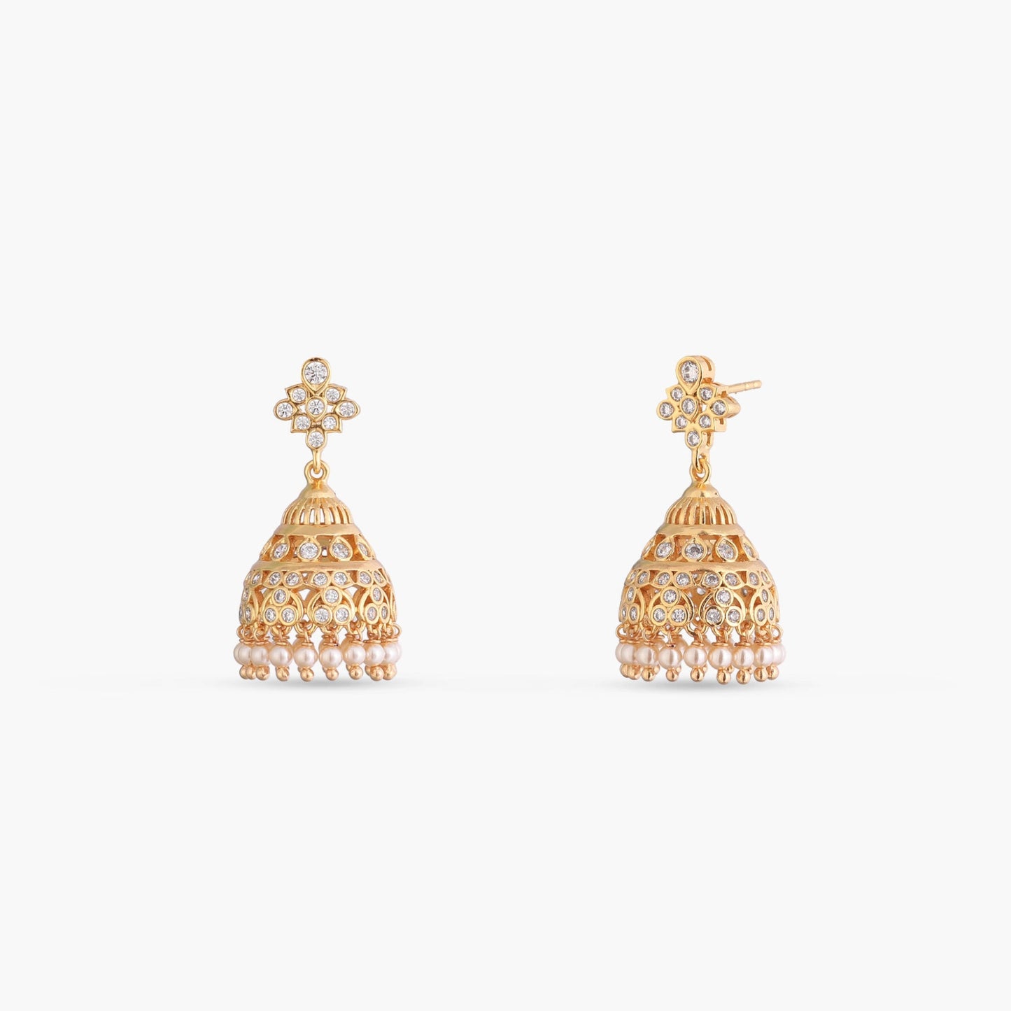 Veyna CZ Silver Jhumka Earrings