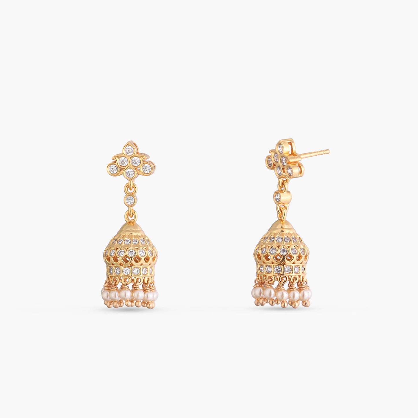 Ovika CZ Silver Jhumka Earrings