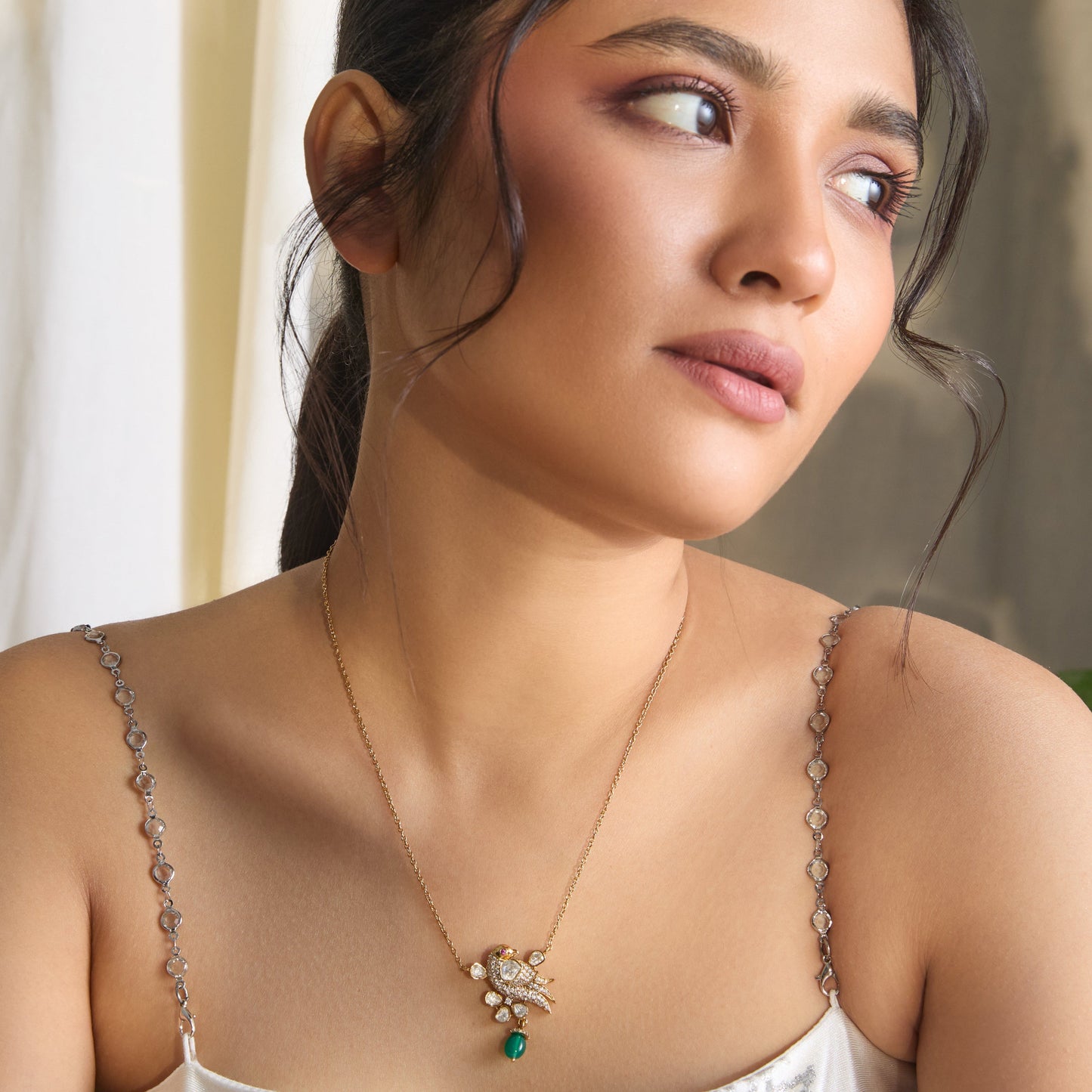 Rumi Moissanite Silver Pendant