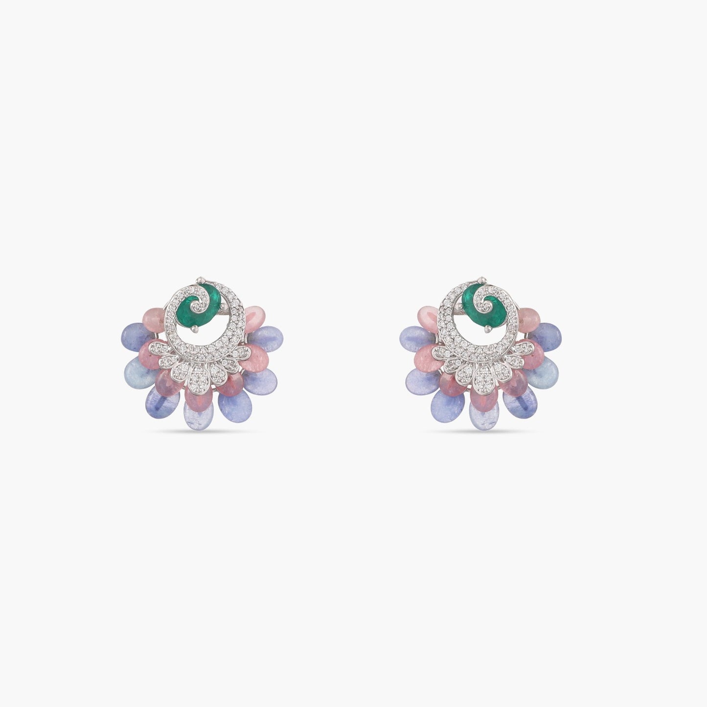 Floral Swirls CZ Stud Earrings