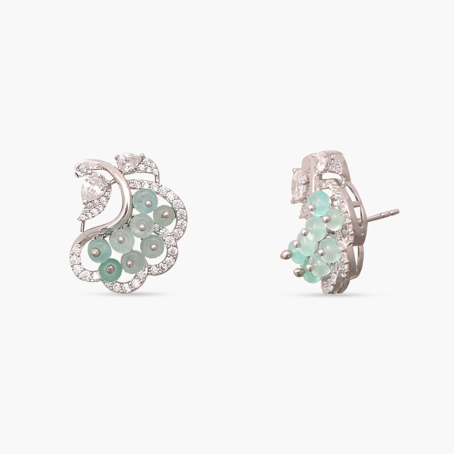 Botanic CZ Silver Stud Earrings