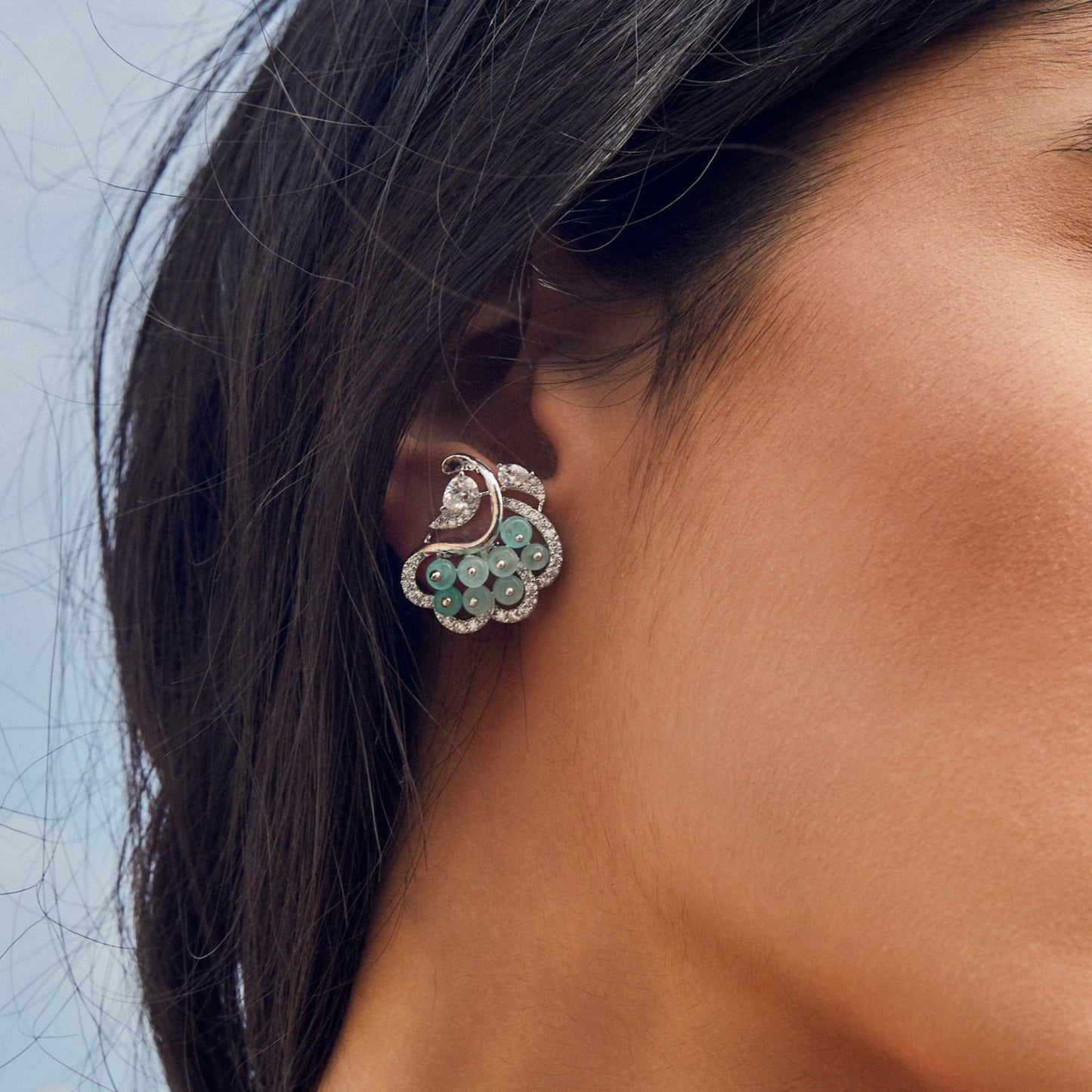 Botanic CZ Silver Stud Earrings